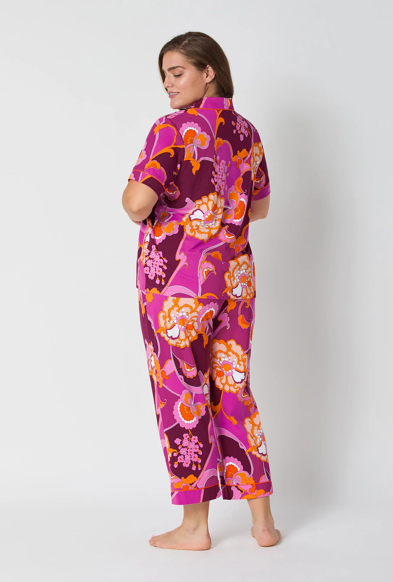 BedHead X Trina Turk Apache Plume Short Sleeve Classic Stretch Jersey Cropped Pj Set - Image 5