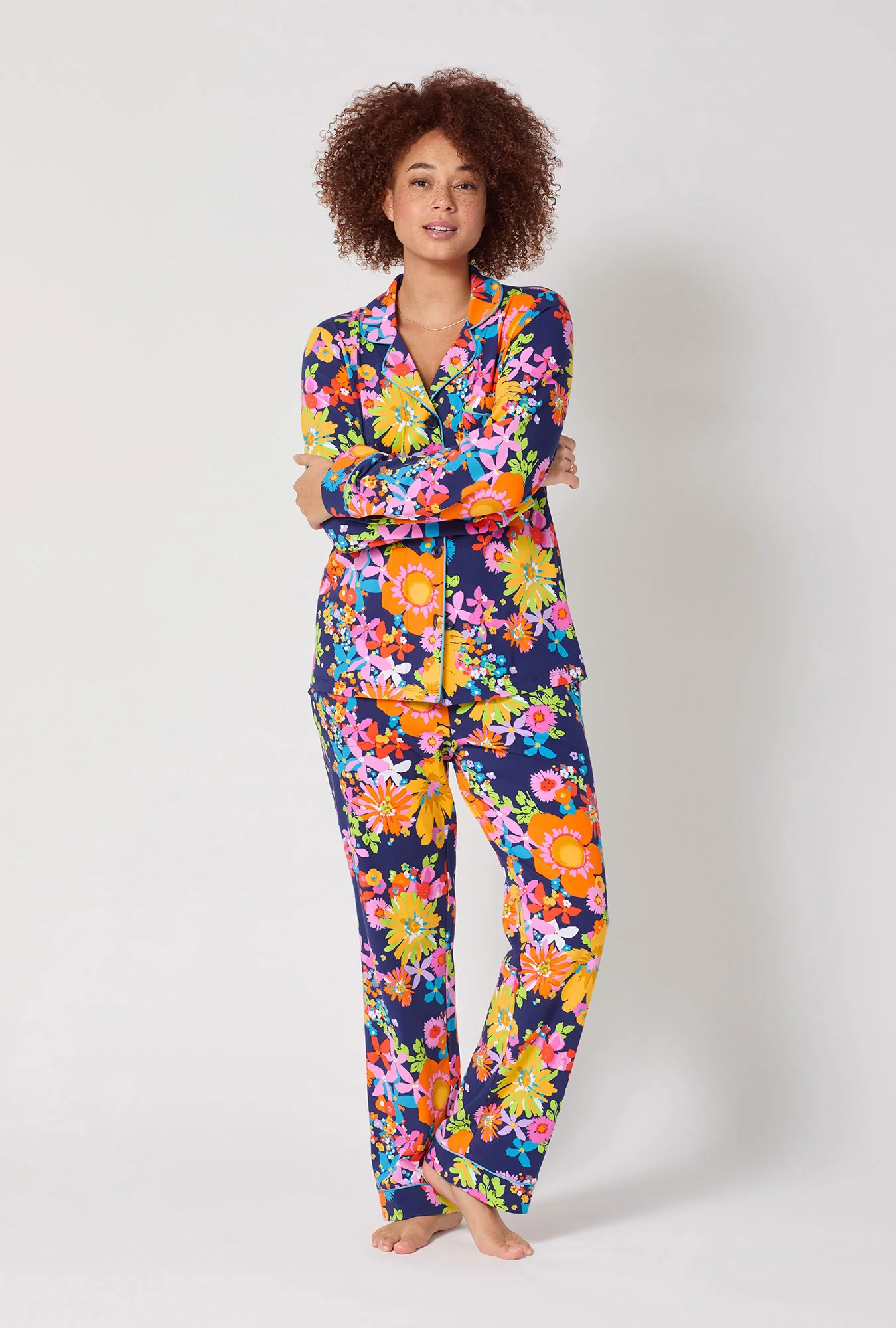 BedHead x Trina Turk Bay Street Bloom Long Sleeve Classic Stretch Jersey Pj Set
