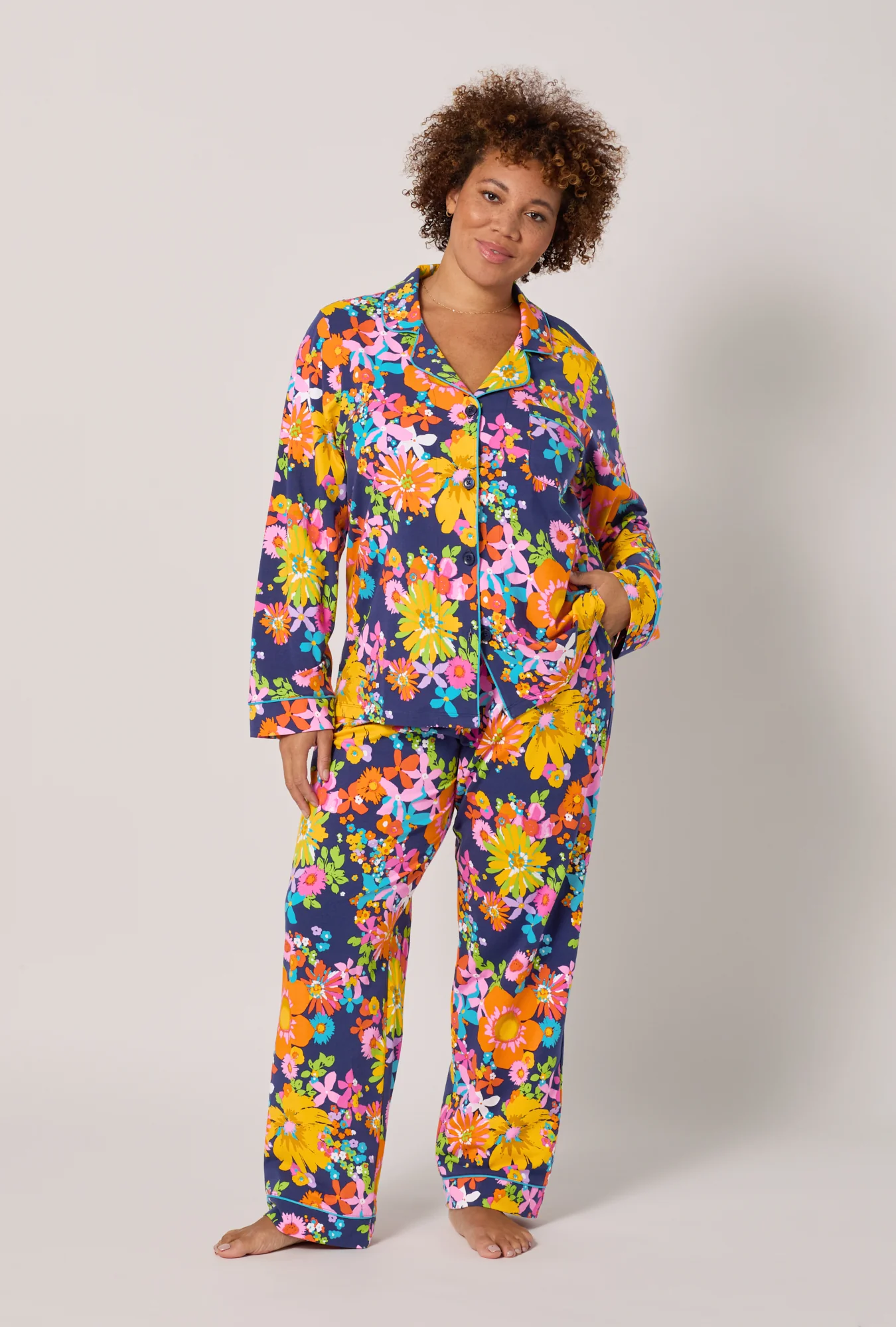 BedHead x Trina Turk Bay Street Bloom Long Sleeve Classic Stretch Jersey Pj Set - Image 6