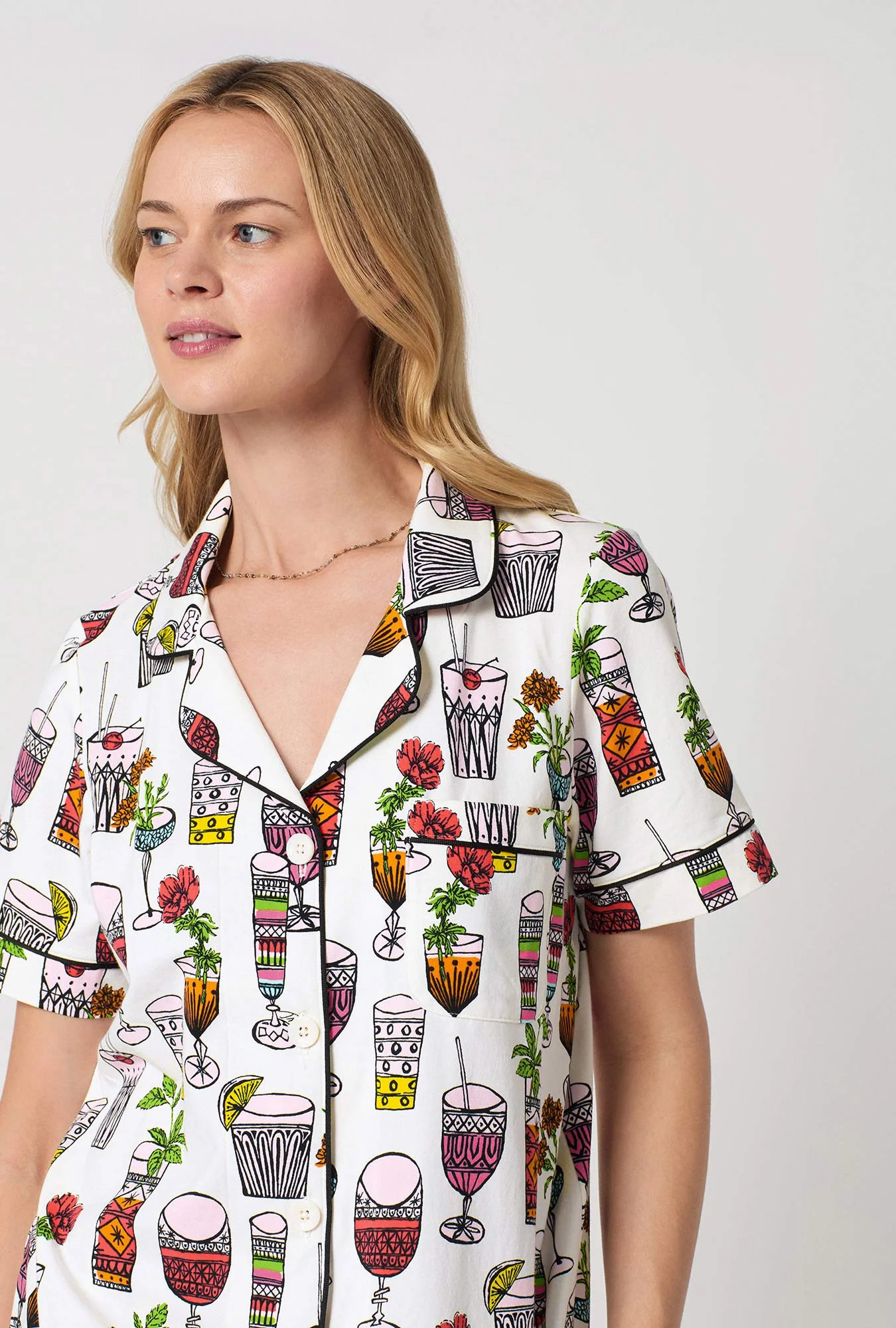 BedHead x Trina Turk Happy Hour Short Sleeve Classic Stretch Jersey Cropped Pj Set - Image 4
