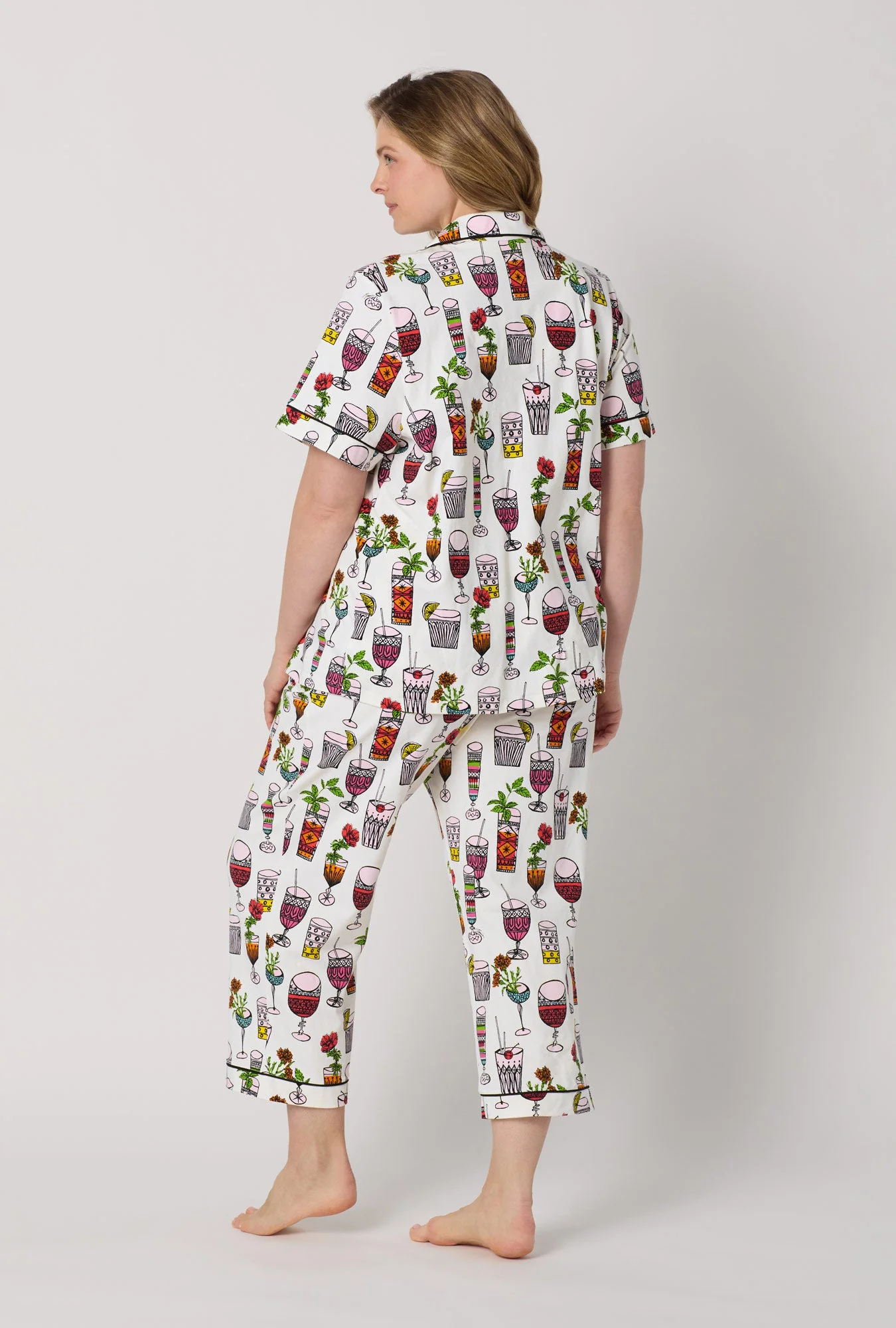 BedHead x Trina Turk Happy Hour Short Sleeve Classic Stretch Jersey Cropped Pj Set - Image 6