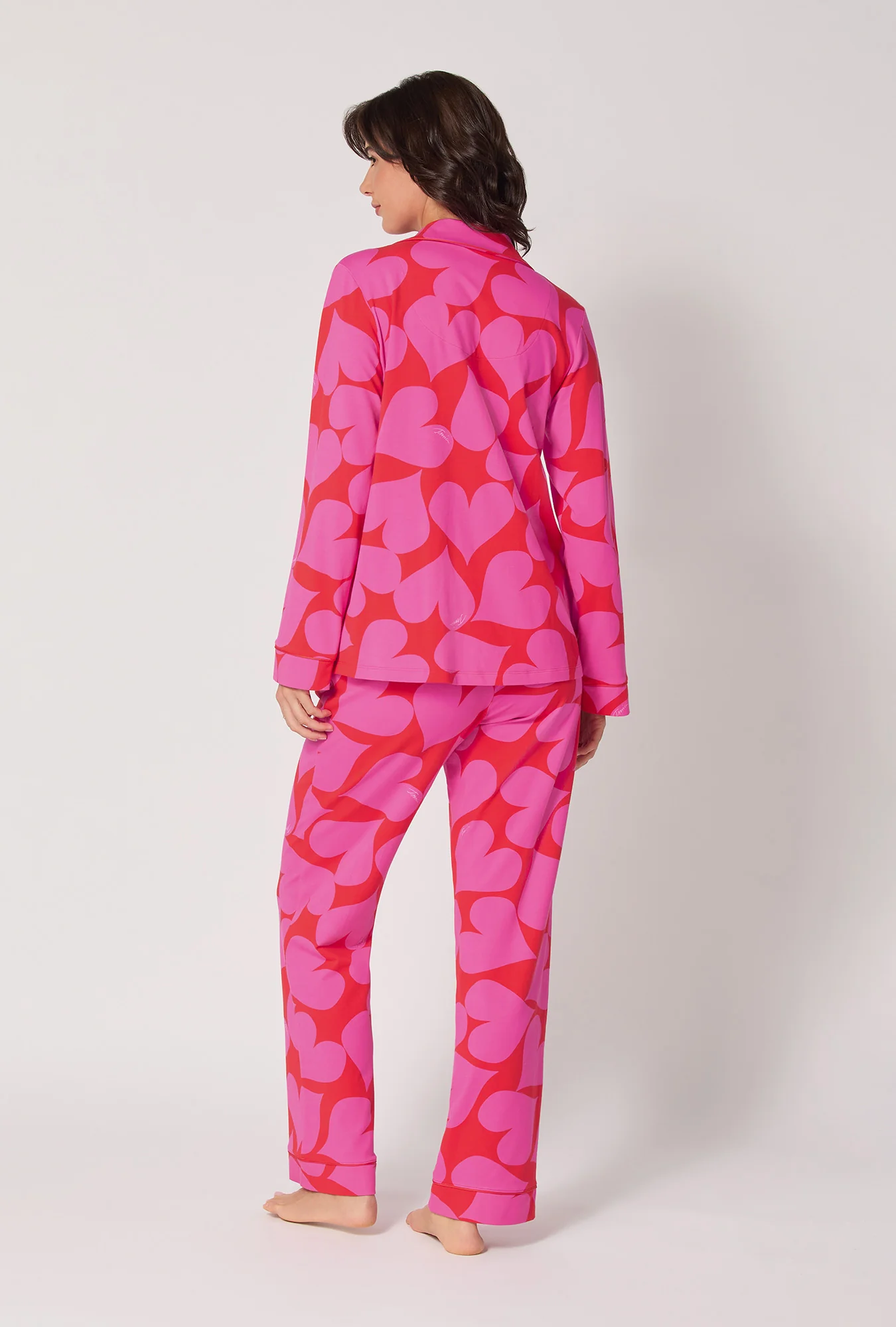 BedHead x Trina Turk Hearts Long Sleeve Classic Stretch Jersey Pj Set - Image 3