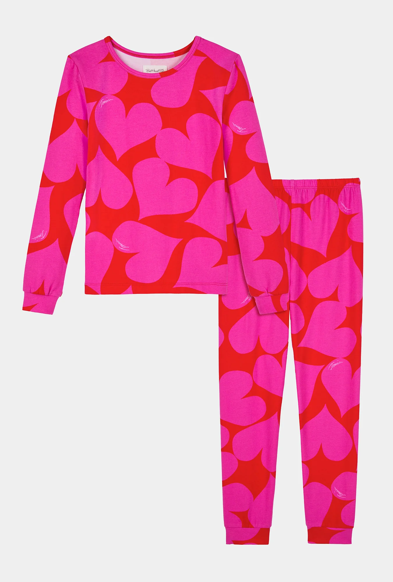 BedHead x Trina Turk Hearts Long Sleeve Stretch Jersey Kids Pj Set - Image 3