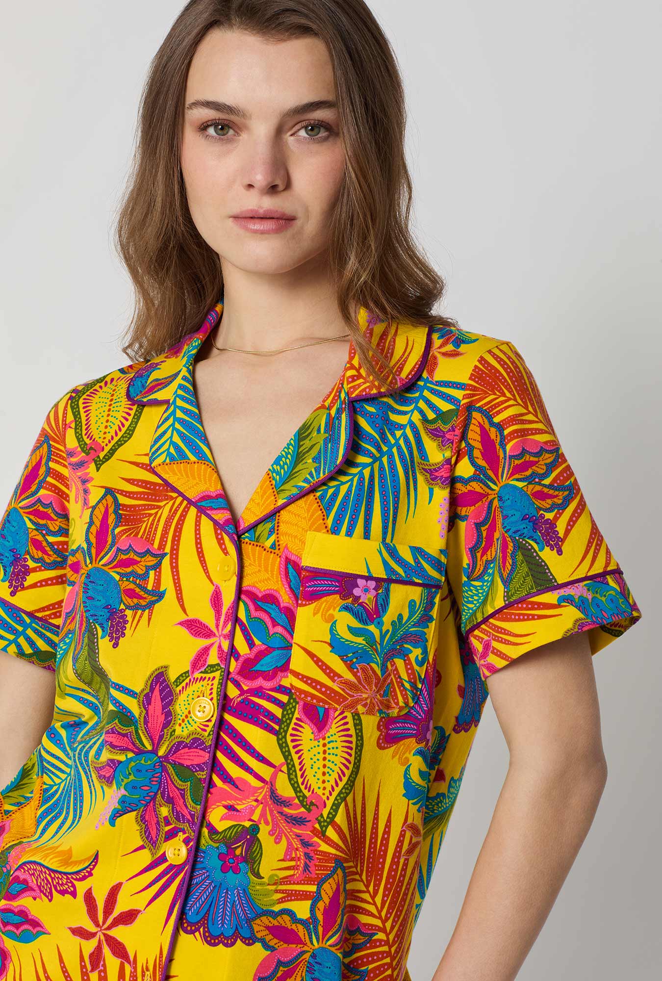 BedHead x Trina Turk Jacobean Floral Short Sleeve Classic Shorty Stretch Jersey Pj Set - Image 4
