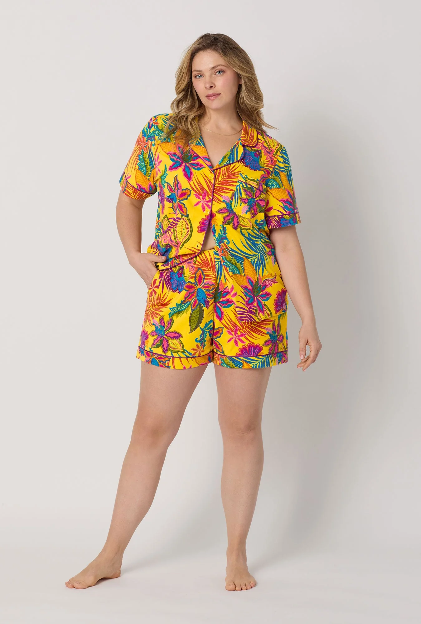 BedHead x Trina Turk Jacobean Floral Short Sleeve Classic Shorty Stretch Jersey Pj Set - Image 5