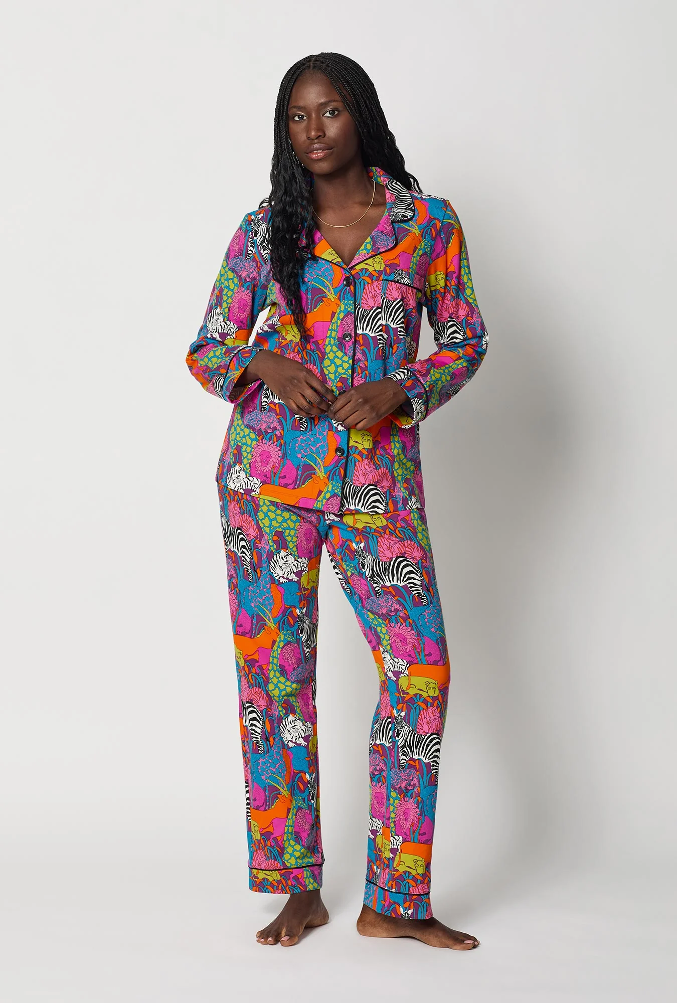 BedHead x Trina Turk Jungle Long Sleeve Classic Stretch Jersey Pj Set