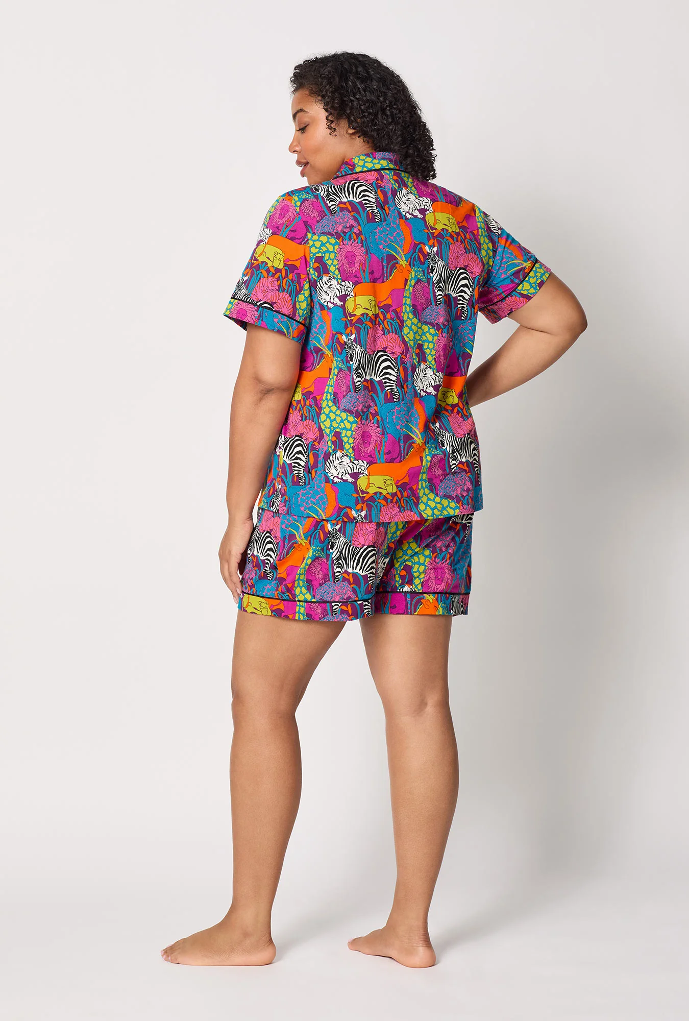 BedHead x Trina Turk Jungle Short Sleeve Classic Shorty Stretch Jersey Pj Set - Image 6