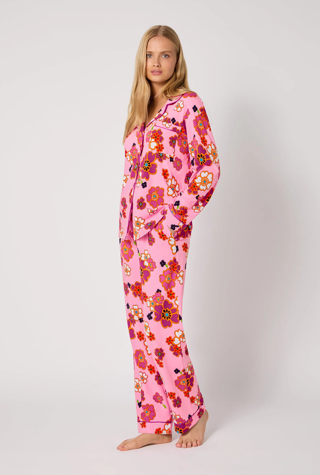 BedHead x Trina Turk Resort Floral Long Sleeve Classic Stretch Jersey Pj Set - Image 2