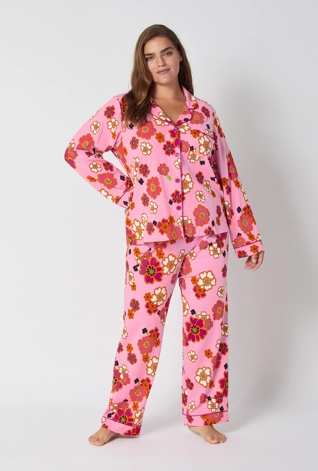 BedHead x Trina Turk Resort Floral Long Sleeve Classic Stretch Jersey Pj Set - Image 4