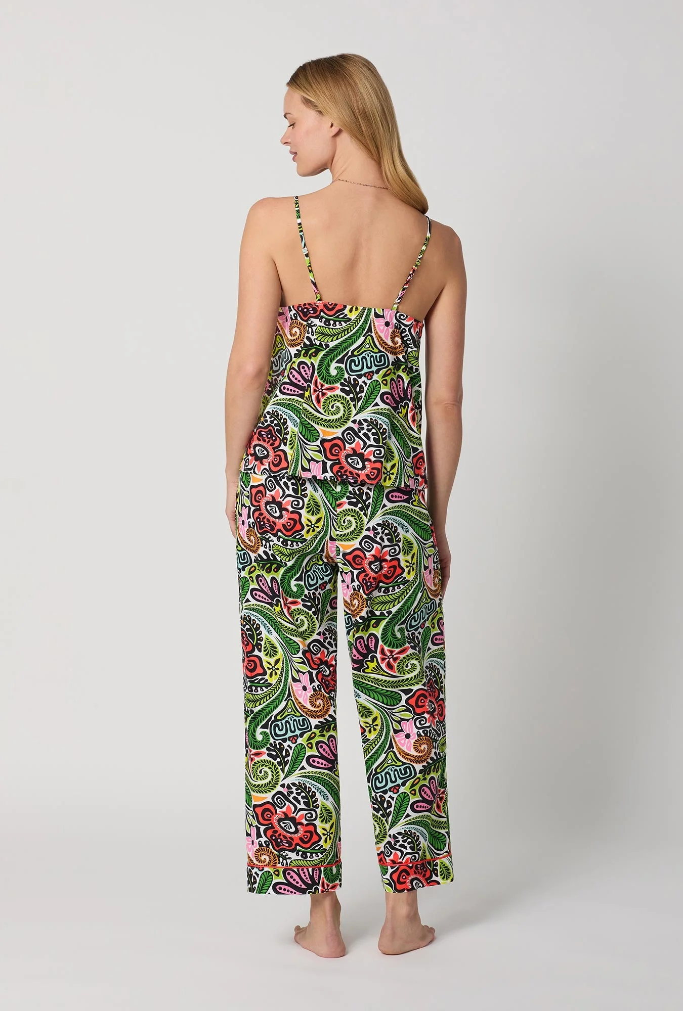 BedHead x Trina Turk Tiki Cami Woven Cotton Poplin Cropped Pj Set - Image 3