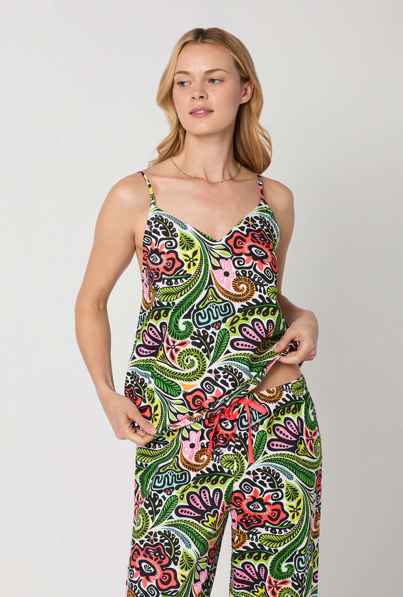 BedHead x Trina Turk Tiki Cami Woven Cotton Poplin Cropped Pj Set - Image 4