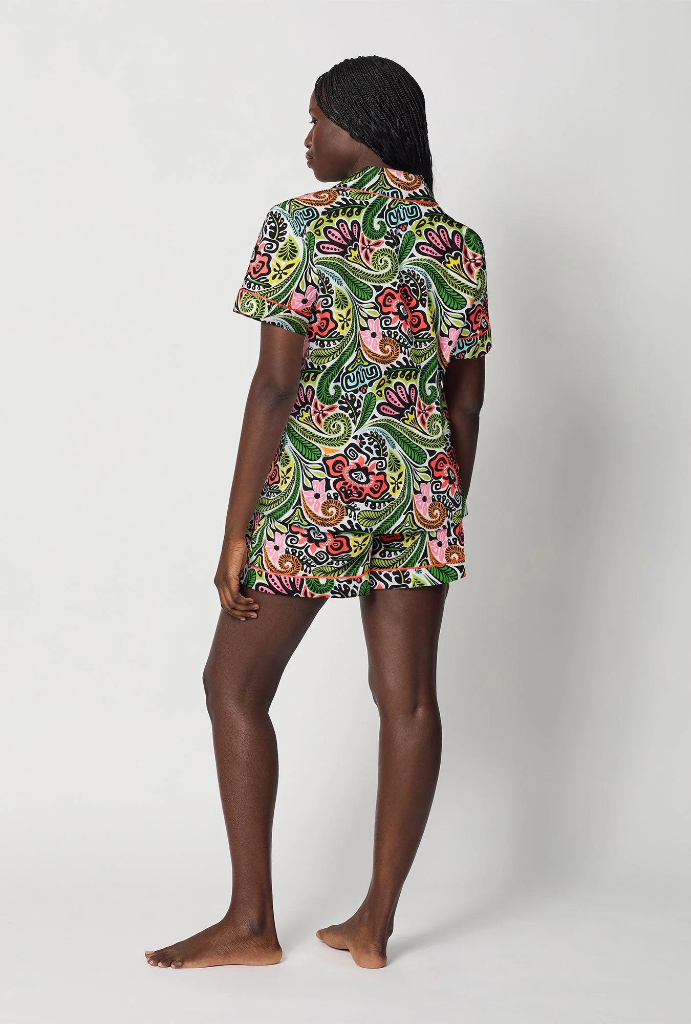 BedHead x Trina Turk Tiki Short Sleeve Classic Woven Cotton Poplin Shorty Pj Set - Image 3