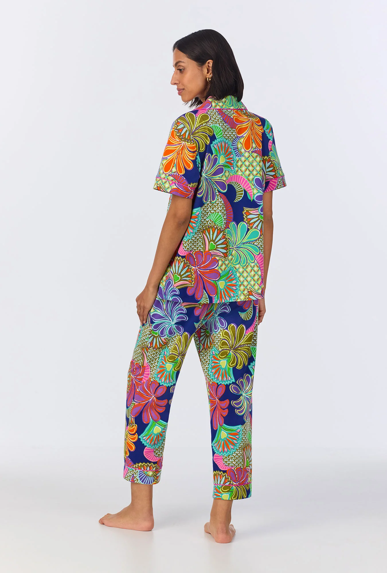 BedHead x Trina Turk Zanzibar Short Sleeve Classic Cropped Stretch Jersey PJ Set - Image 4