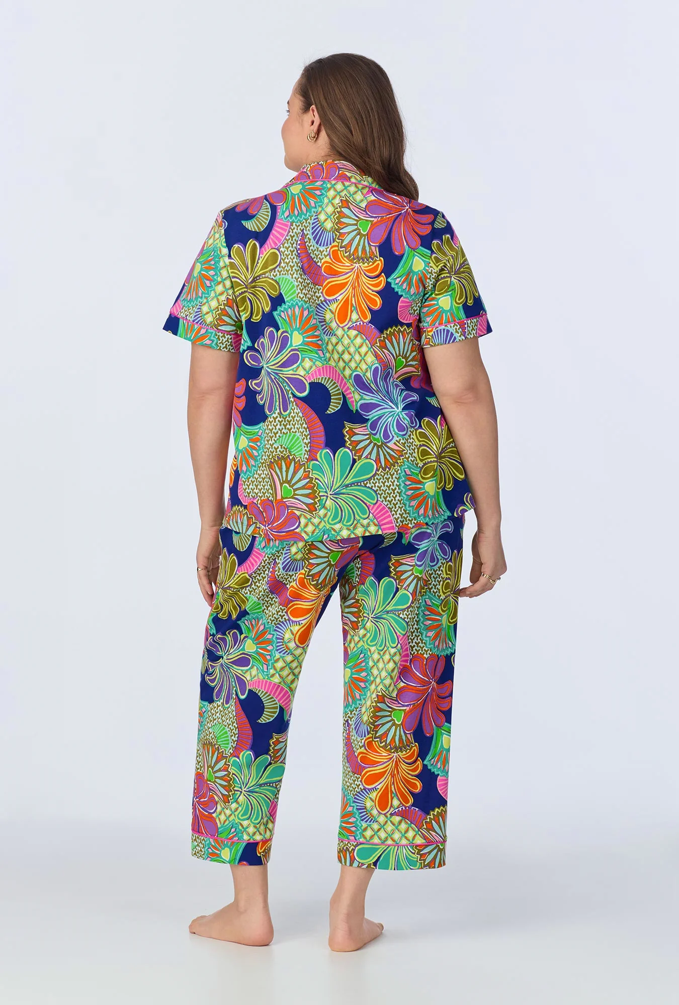 BedHead x Trina Turk Zanzibar Short Sleeve Classic Cropped Stretch Jersey PJ Set - Image 7