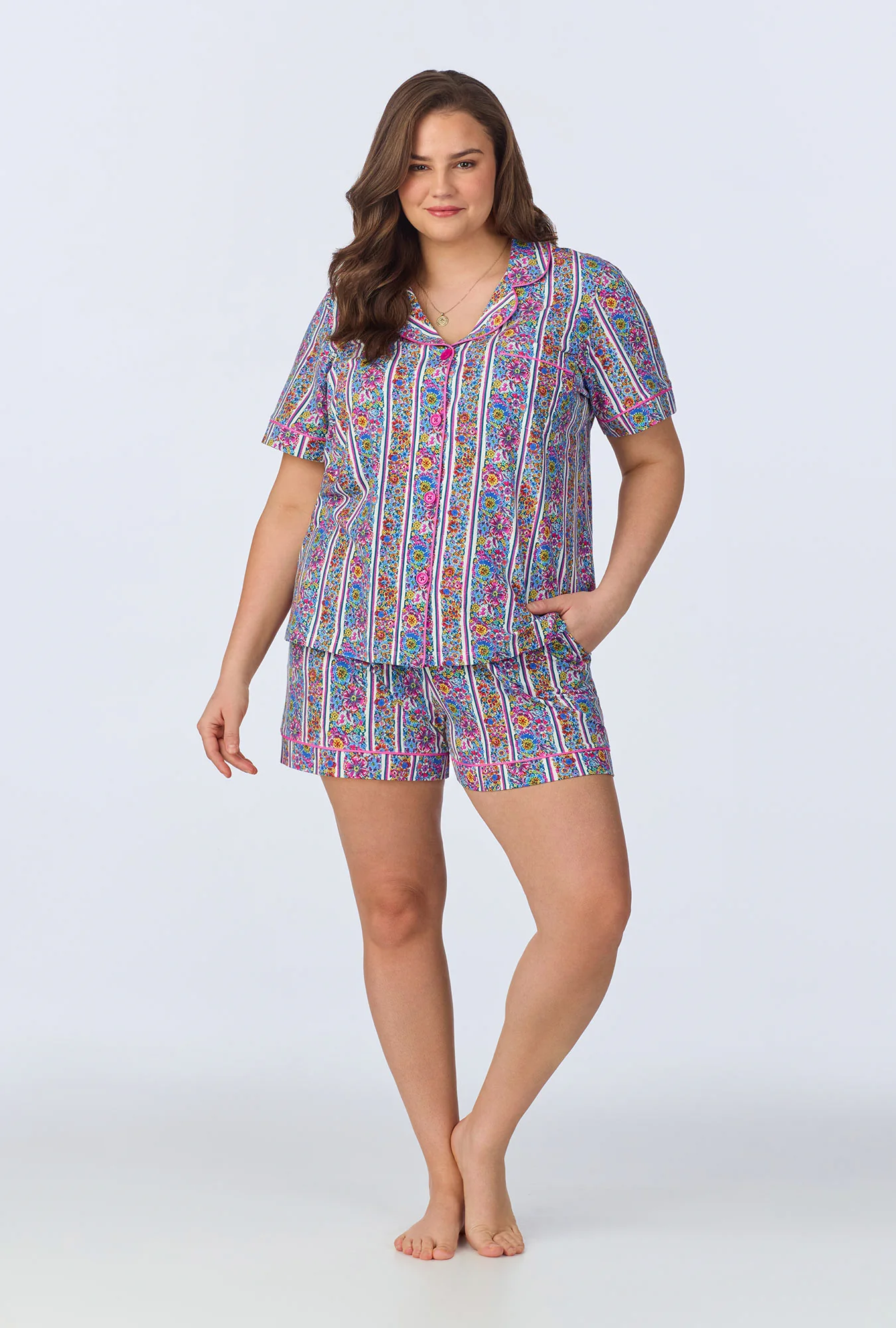 Bel Fiore Short Sleeve Classic Shorty Stretch Jersey PJ Set - Image 3