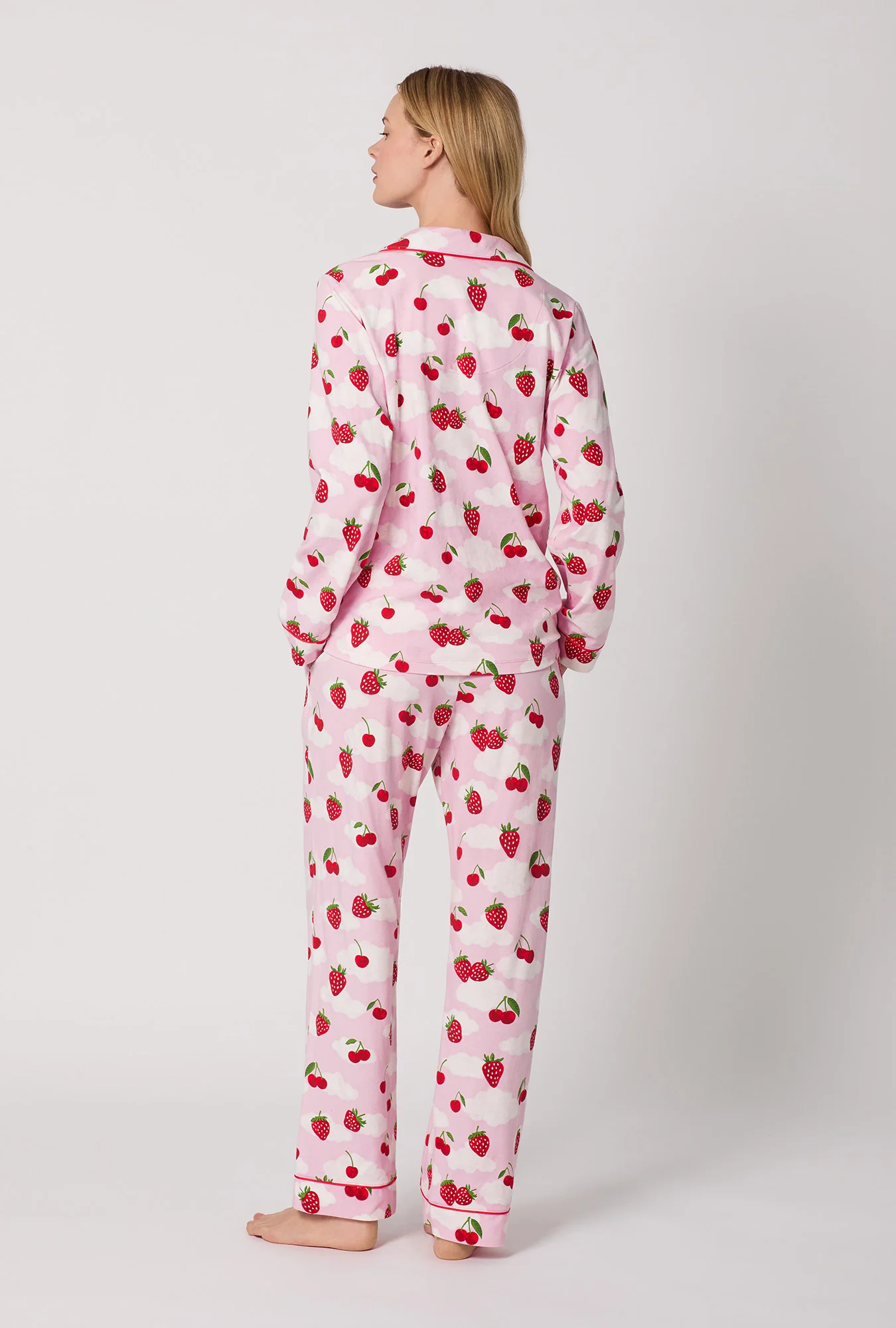 Berry Souffle Long Sleeve Classic Stretch Jersey PJ Set - Image 4