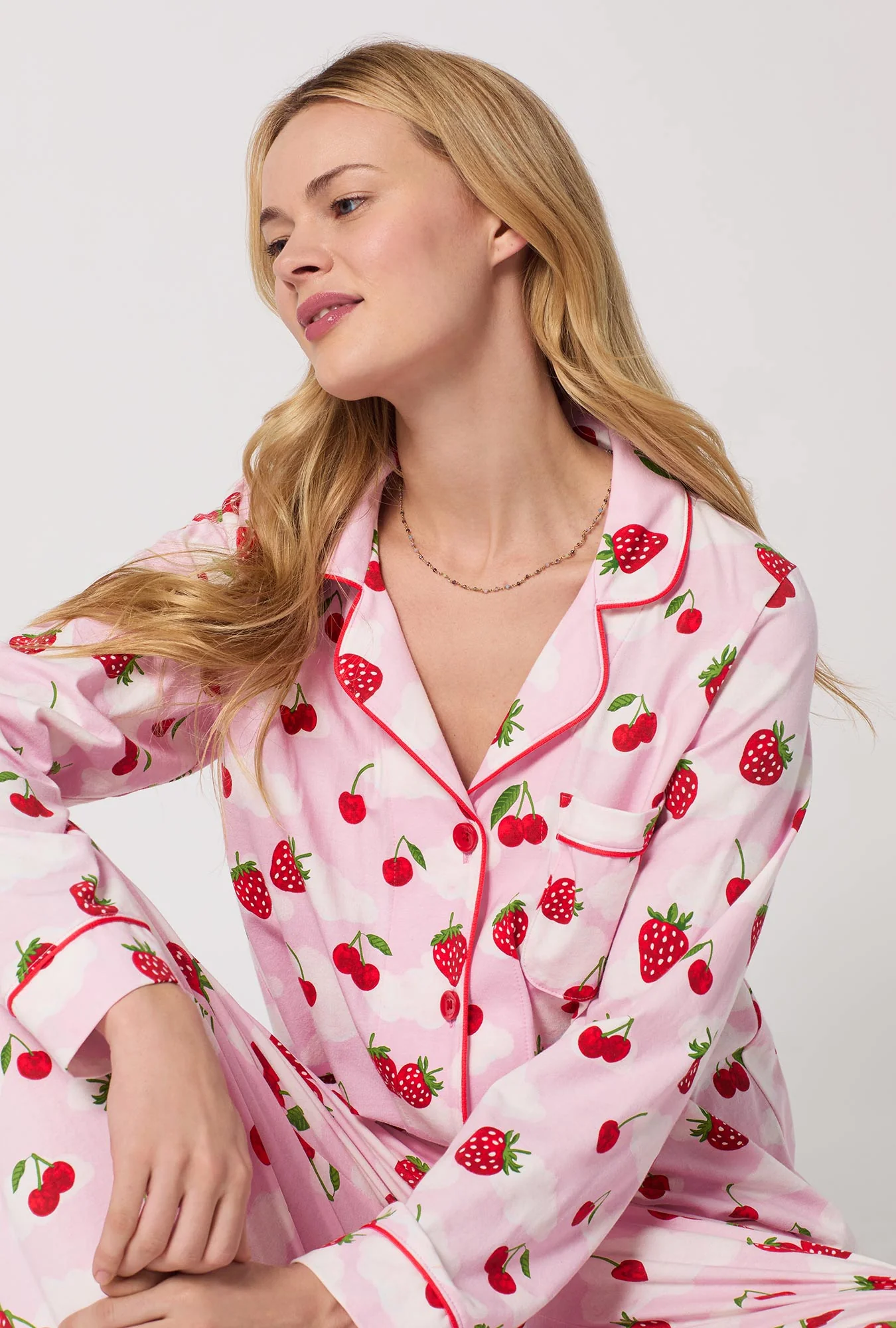 Berry Souffle Long Sleeve Classic Stretch Jersey PJ Set - Image 5