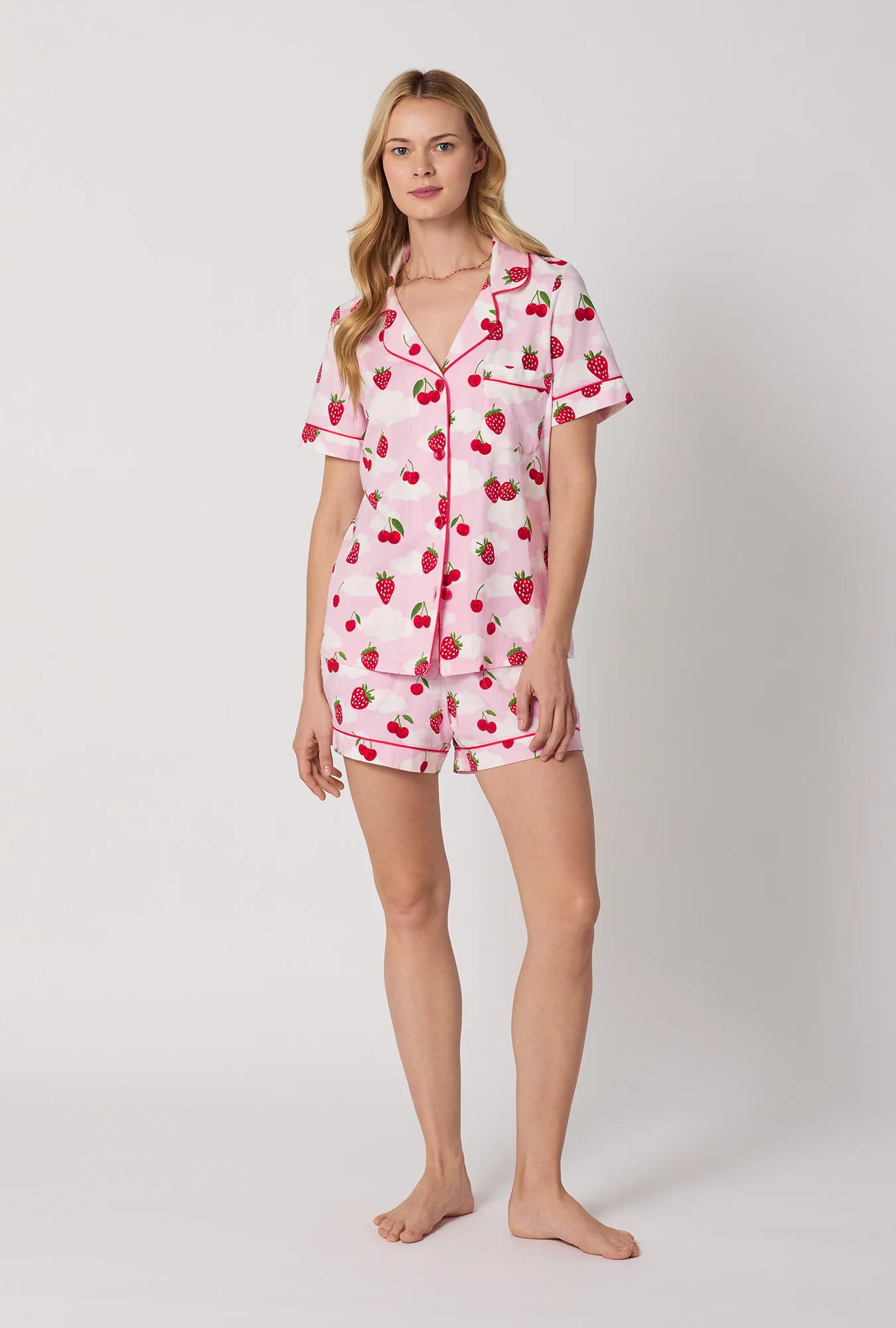 Berry Souffle Short Sleeve Classic Shorty Stretch Jersey PJ Set - Image 2