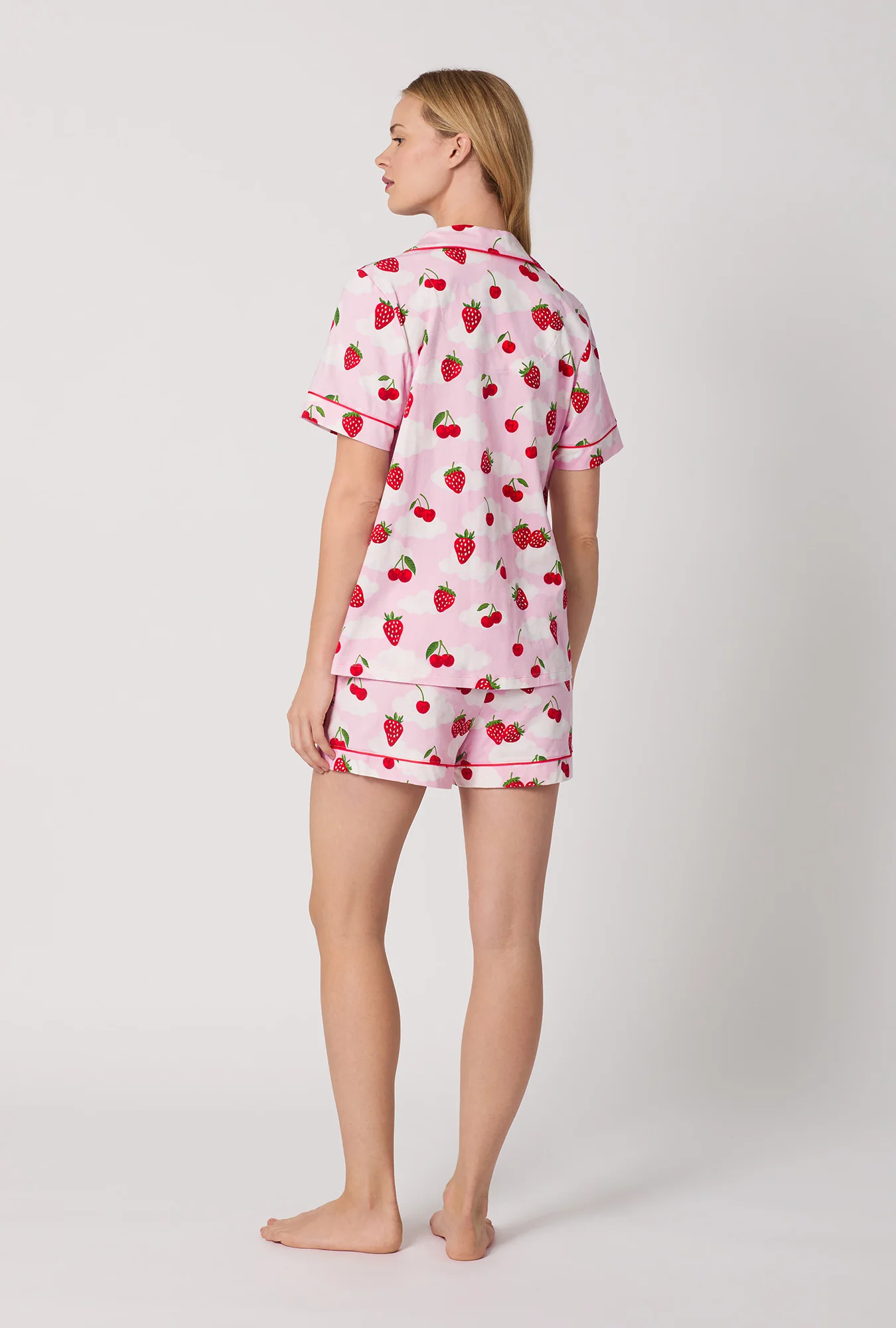 Berry Souffle Short Sleeve Classic Shorty Stretch Jersey PJ Set - Image 4
