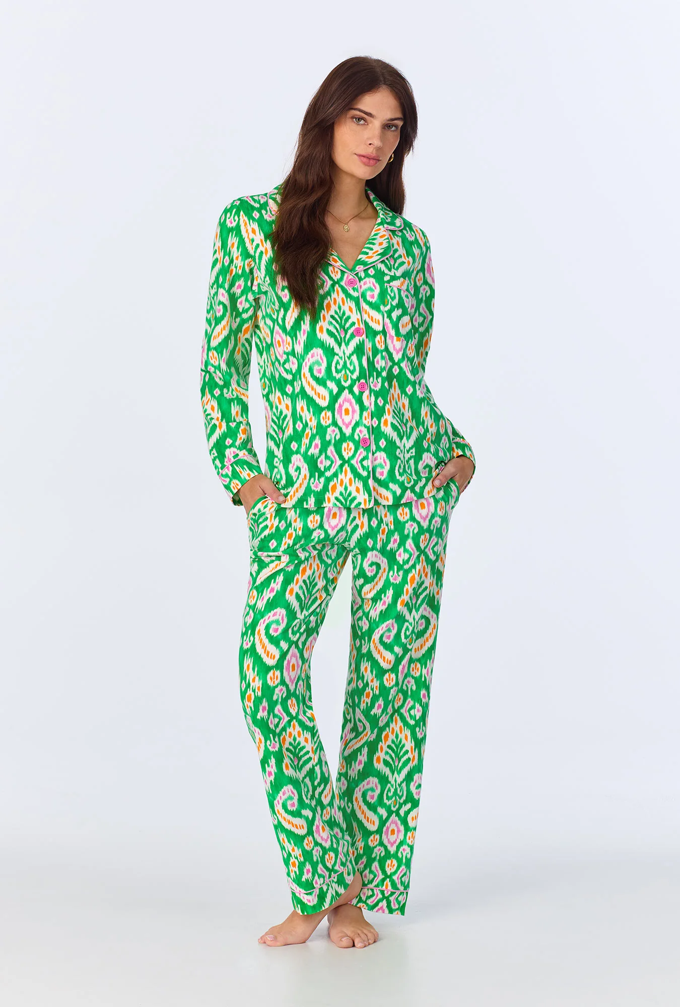 Beverly Ikat Long Sleeve Classic Stretch Jersey PJ set