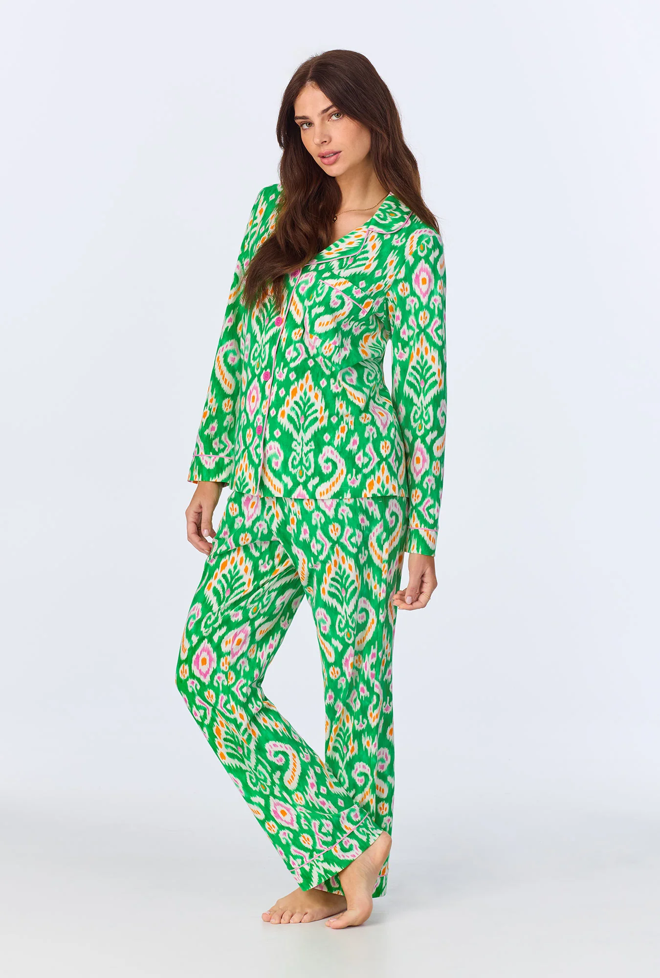 Beverly Ikat Long Sleeve Classic Stretch Jersey PJ set - Image 2