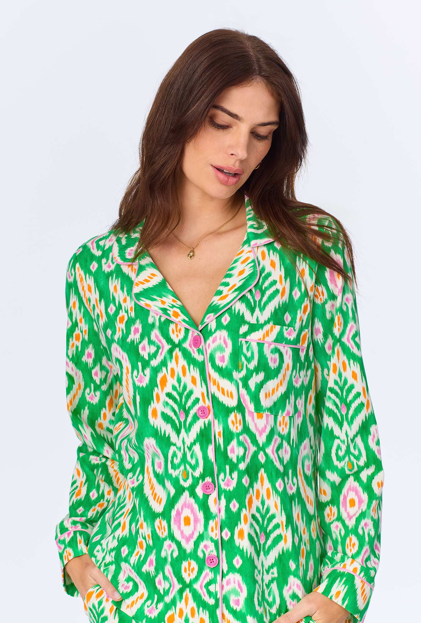 Beverly Ikat Long Sleeve Classic Stretch Jersey PJ set - Image 4