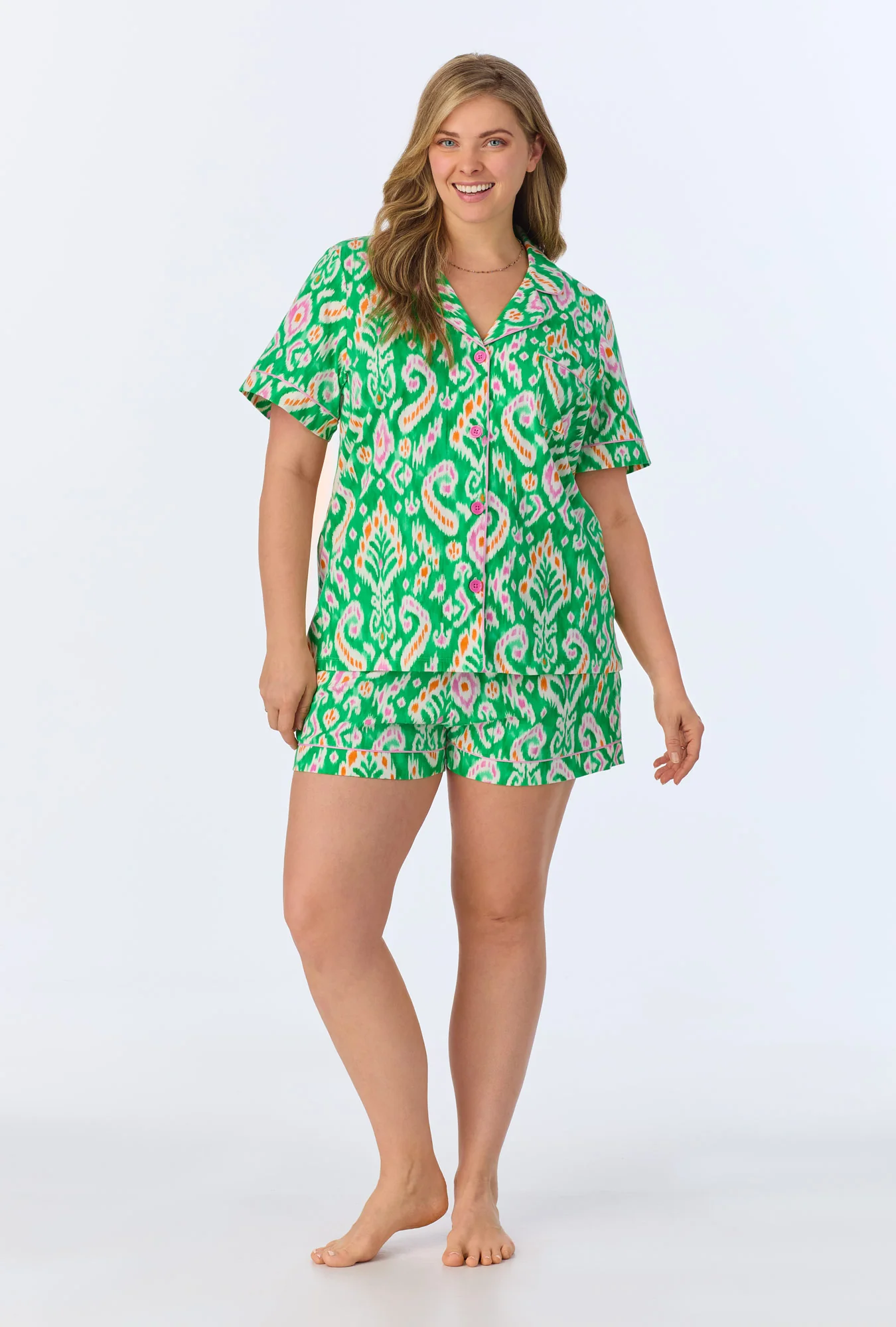Beverly Ikat Short Sleeve Classic Shorty Stretch Jersey PJ Set - Image 5