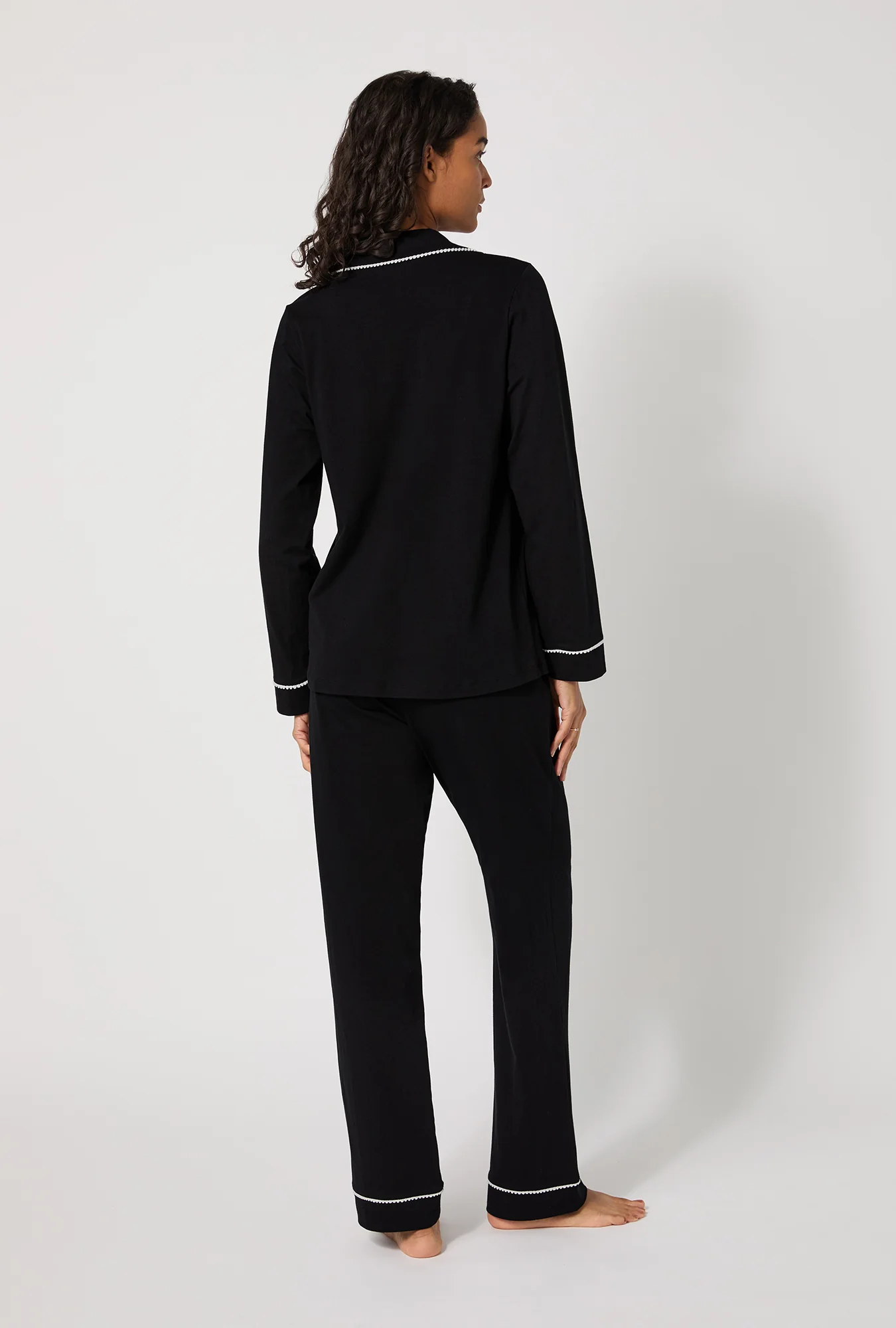 Black Beauty Long Sleeve Classic Stretch Jersey Pj Set - Image 3