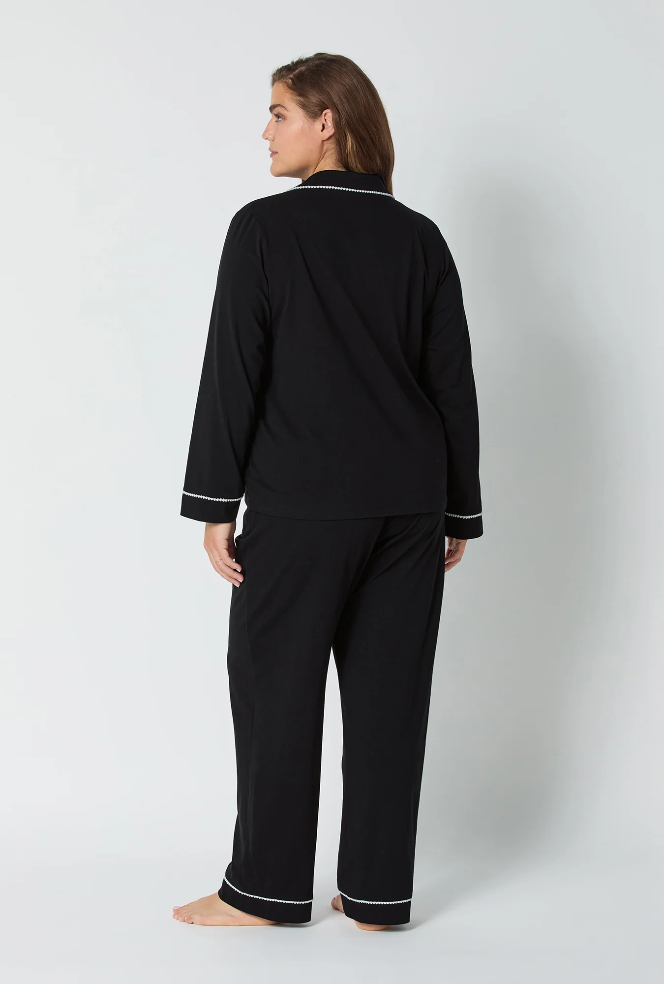 Black Beauty Long Sleeve Classic Stretch Jersey Pj Set - Image 6