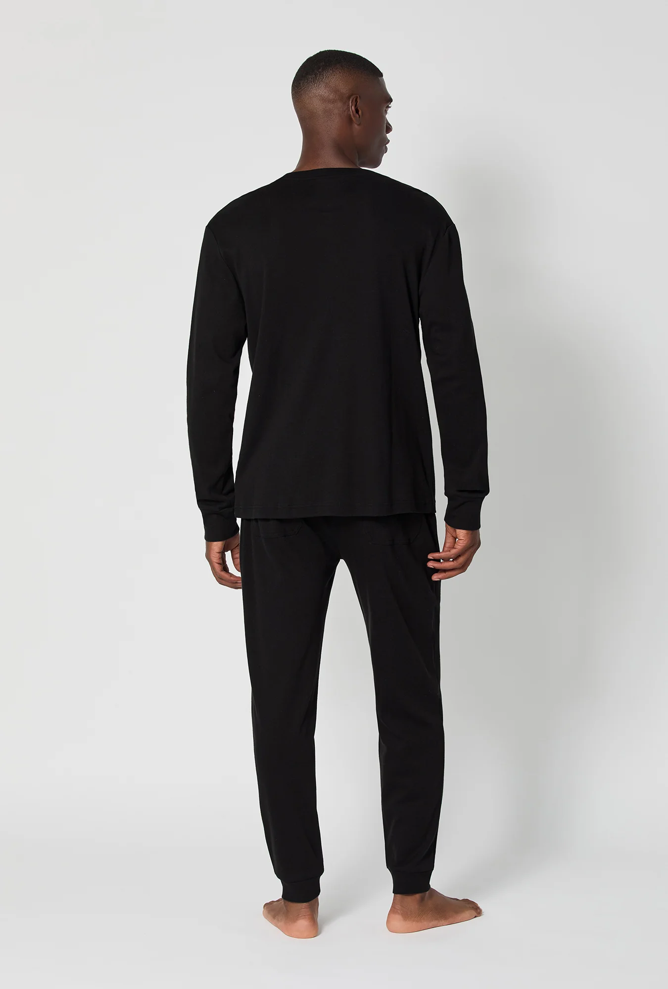 Black Beauty Men's Long Sleeve Henley And Jogger Cotton Rib Pj Set - Image 4