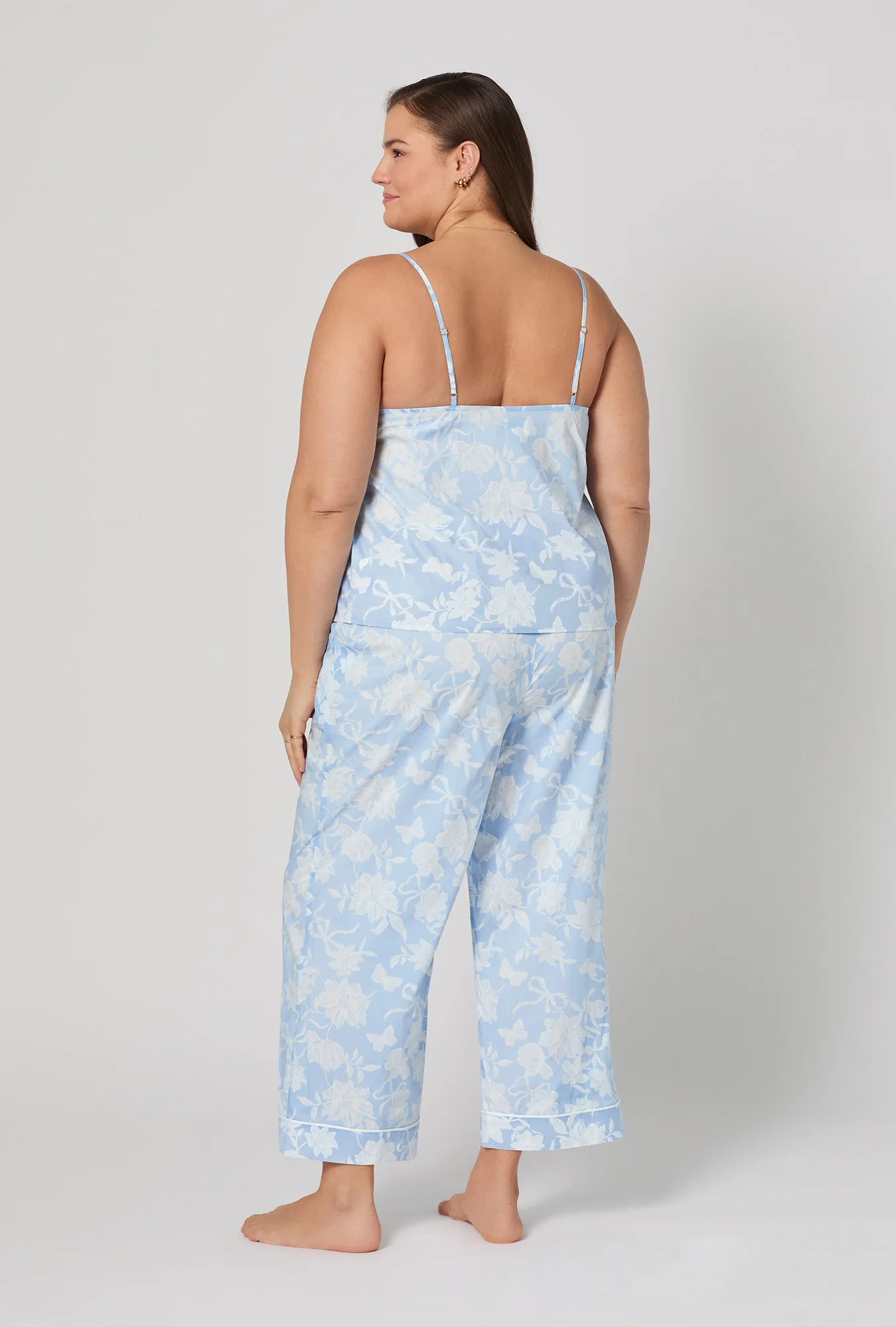 Blissful Bows Cami Woven Supersoft Cotton Poplin Cropped Pj Set - Image 6