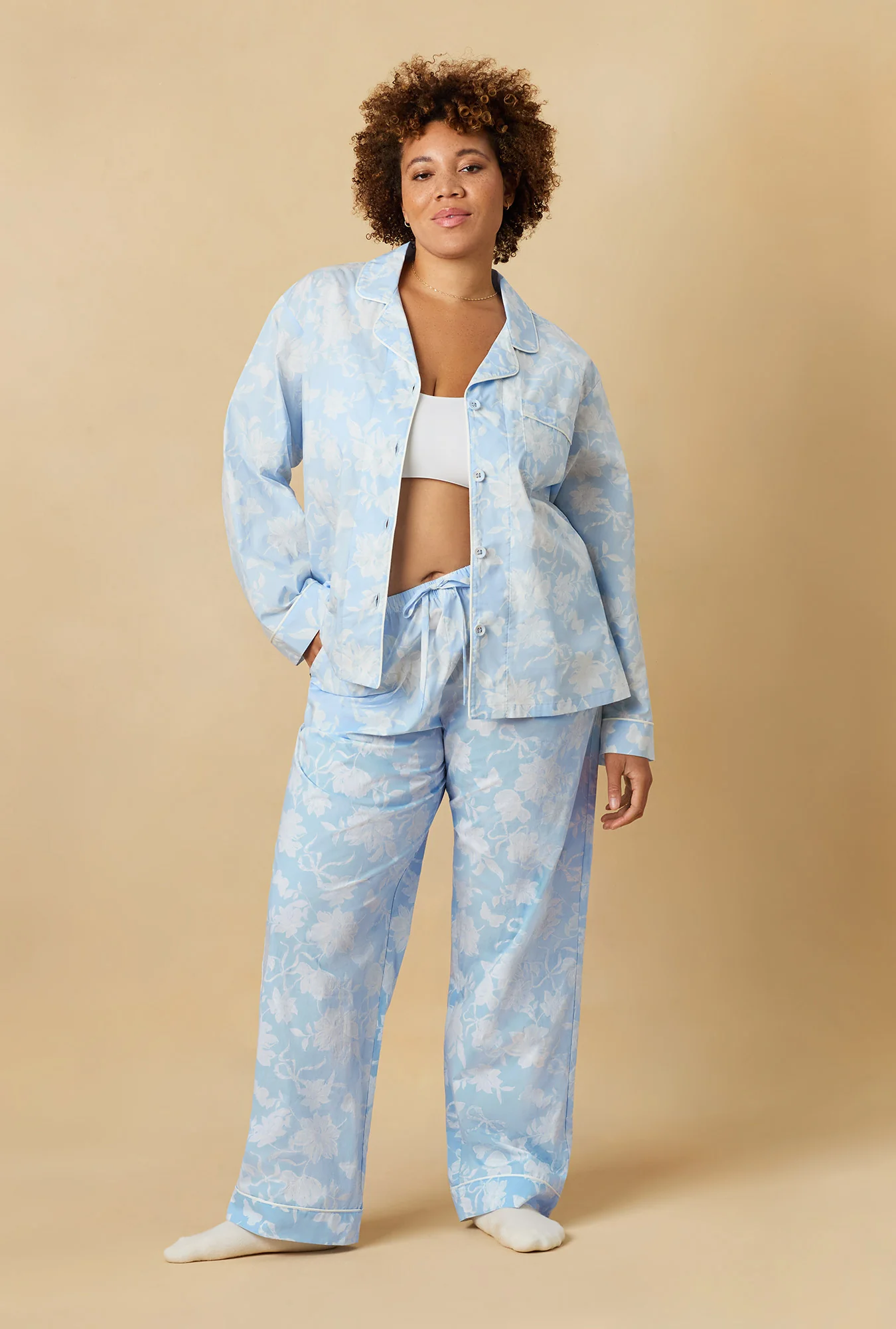Blissful Bows Long Sleeve Classic Supersoft Cotton Poplin Pj Set
