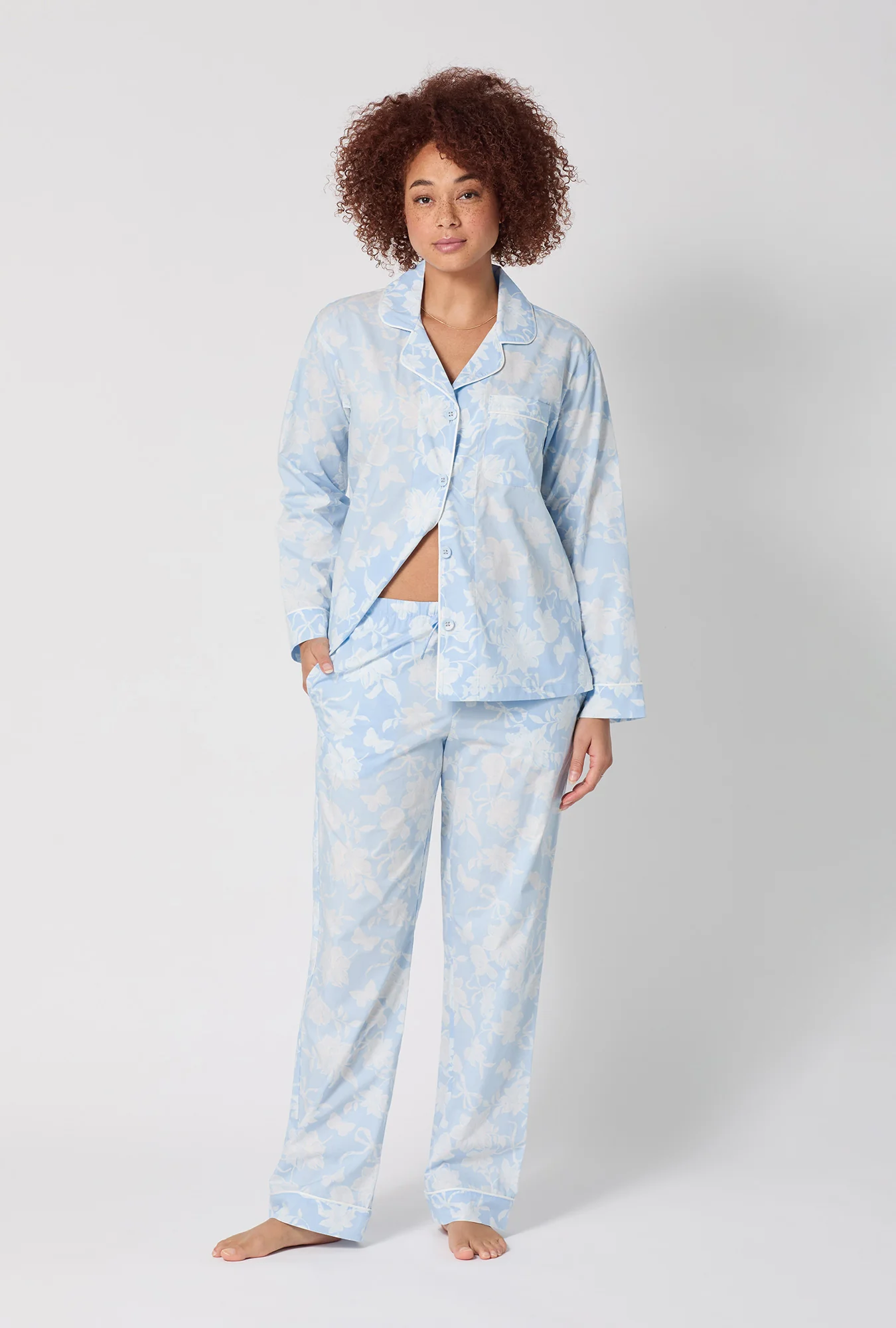 Blissful Bows Long Sleeve Classic Supersoft Cotton Poplin Pj Set - Image 2