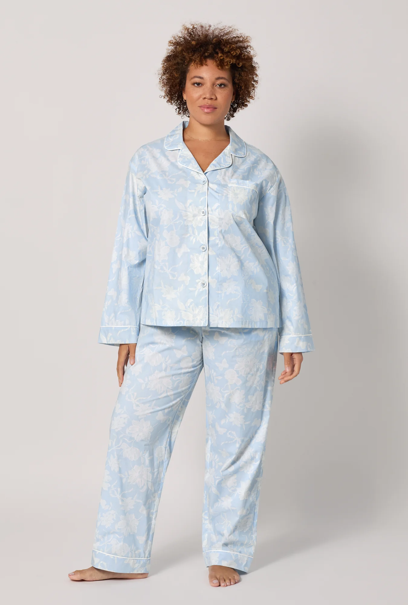 Blissful Bows Long Sleeve Classic Supersoft Cotton Poplin Pj Set - Image 6