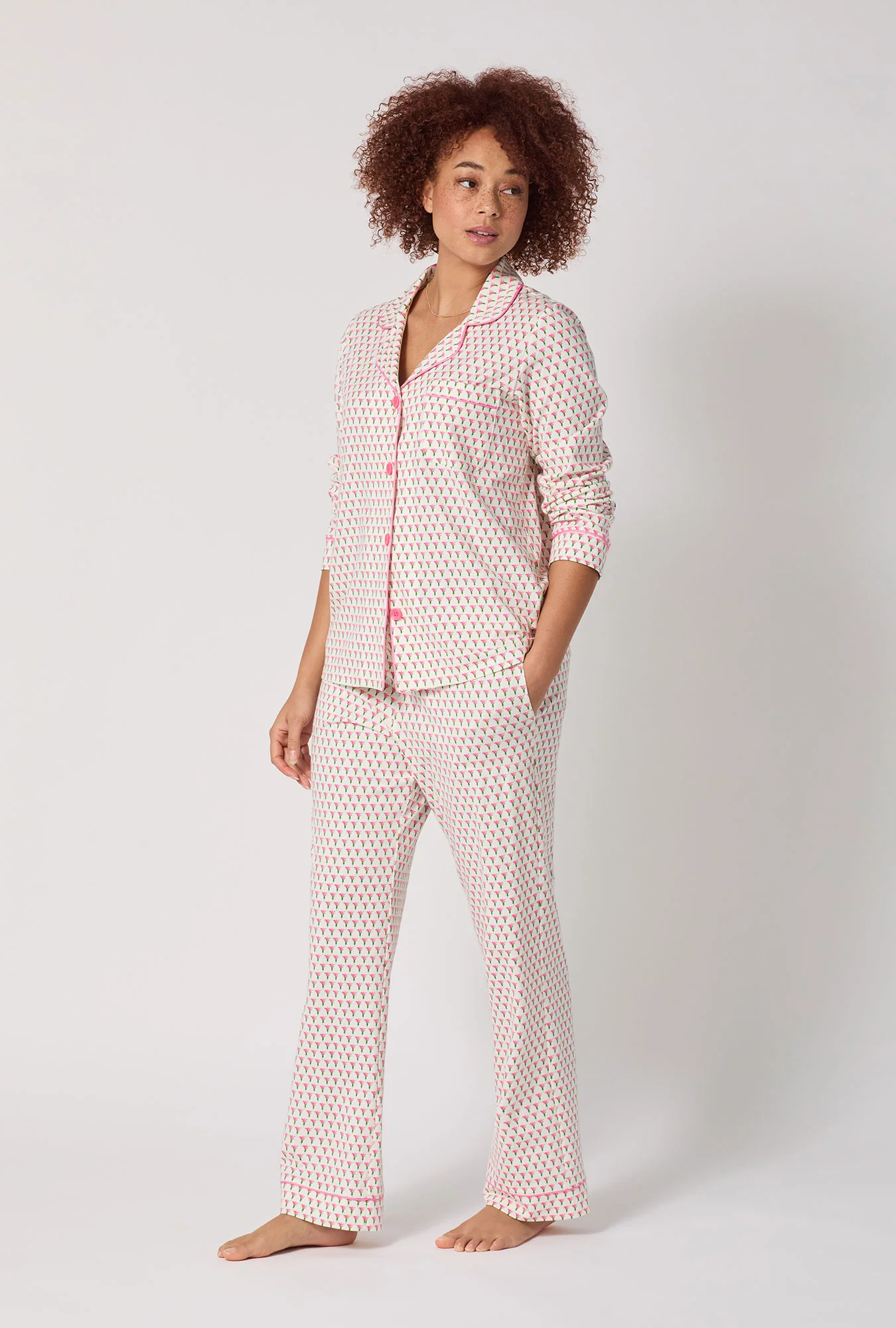 Blossom Geo Long Sleeve Classic Stretch Jersey Pj Set - Image 2