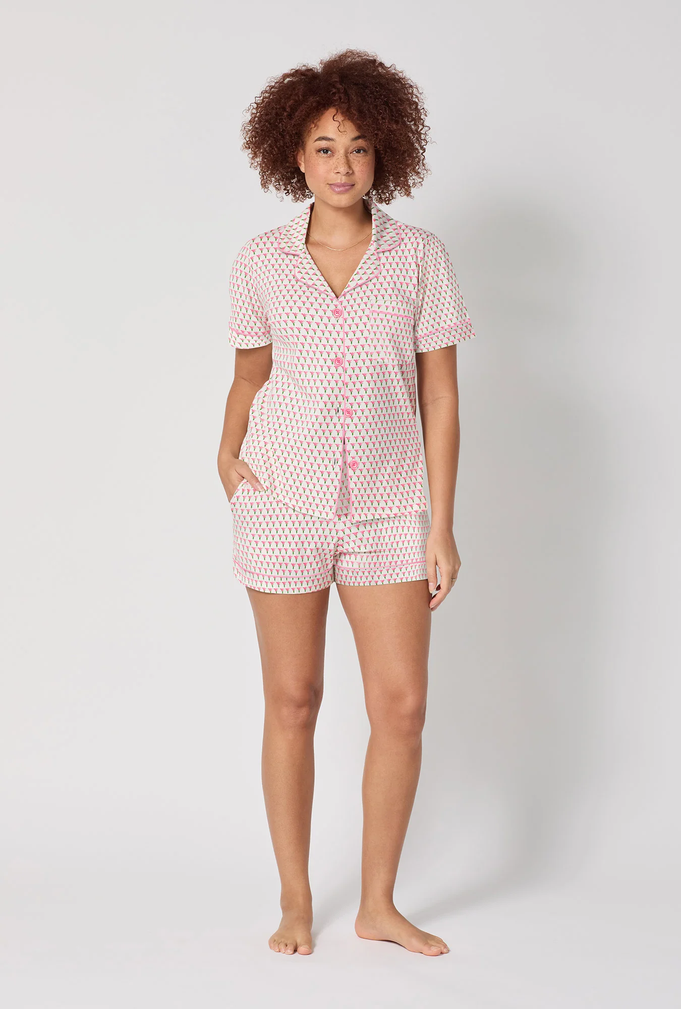 Blossom Geo Short Sleeve Classic Shorty Stretch Jersey Pj Set