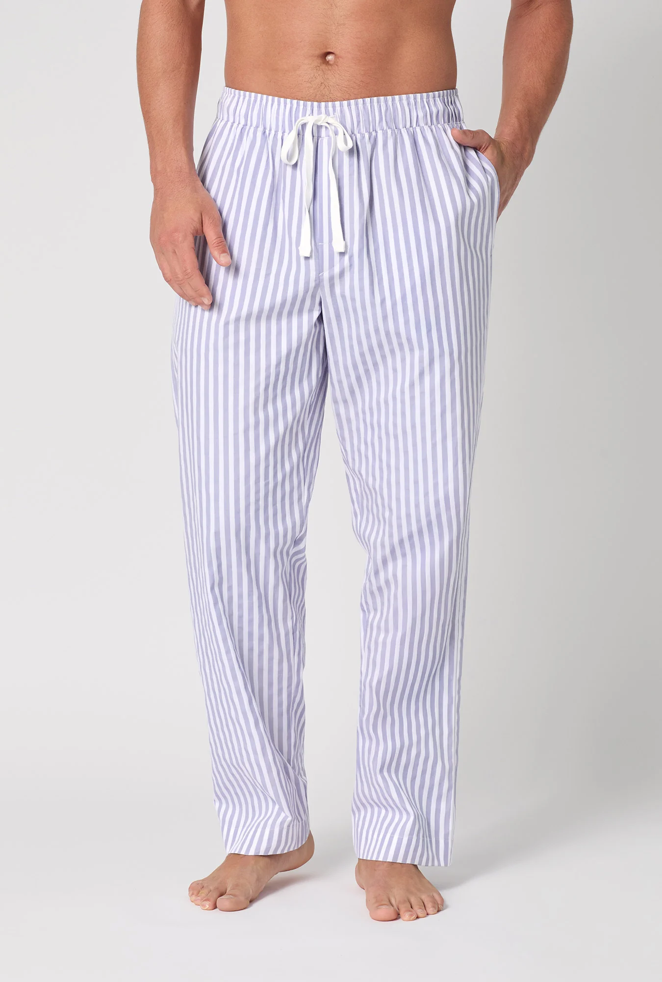 Blue 3D Stripe Men's Woven Cotton Sateen PJ Pant