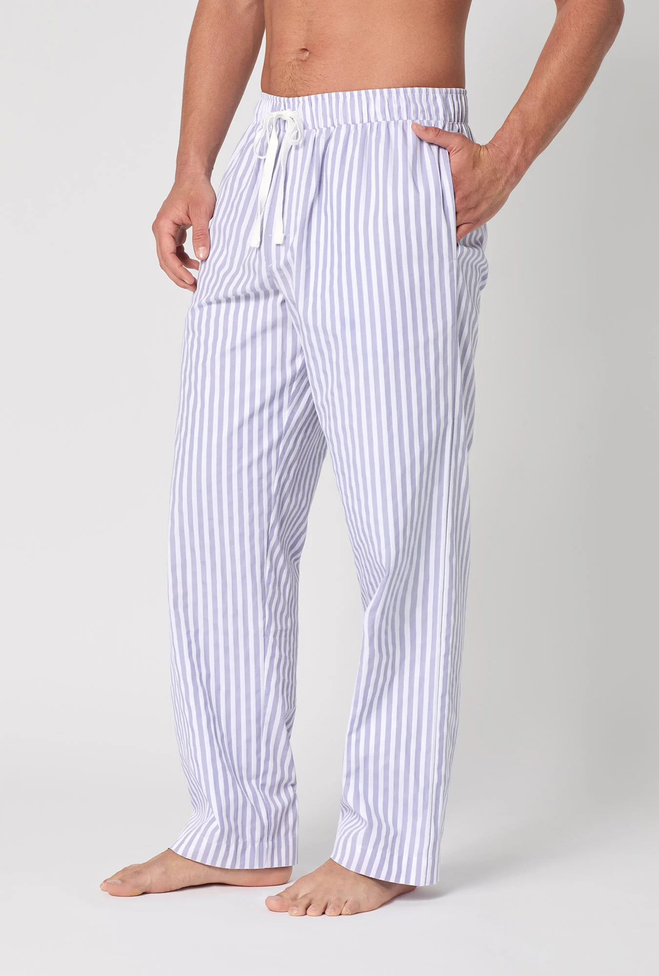 Blue 3D Stripe Men's Woven Cotton Sateen PJ Pant - Image 2