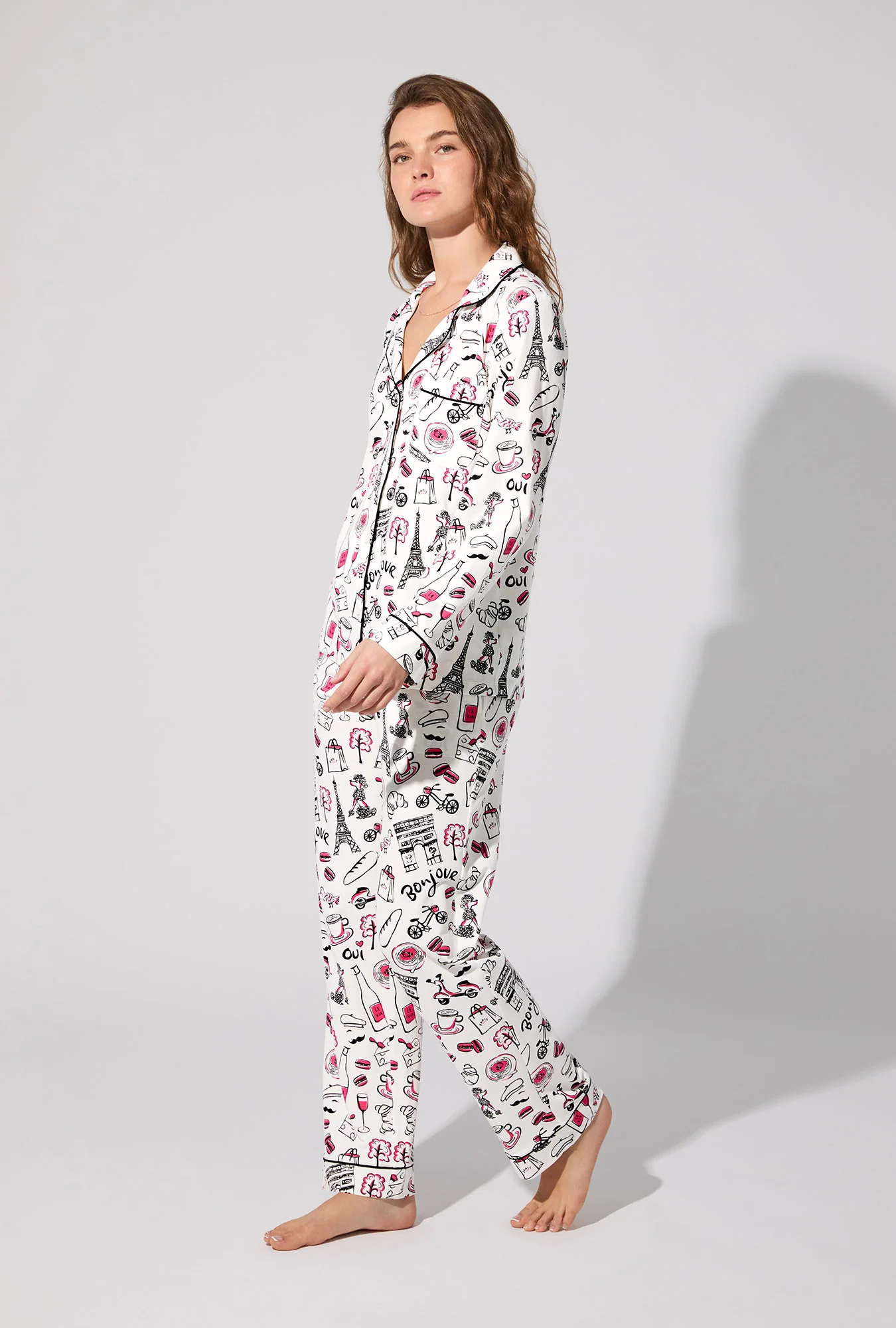Bonjour Paris Long Sleeve Classic Stretch Jersey PJ Set - Image 2