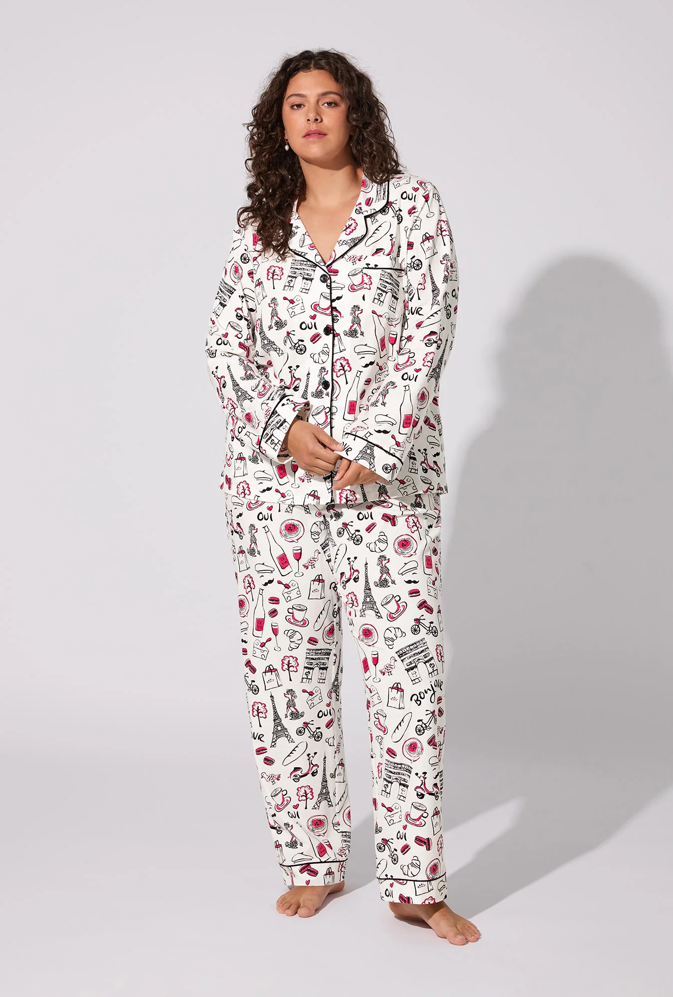 Bonjour Paris Long Sleeve Classic Stretch Jersey PJ Set - Image 4