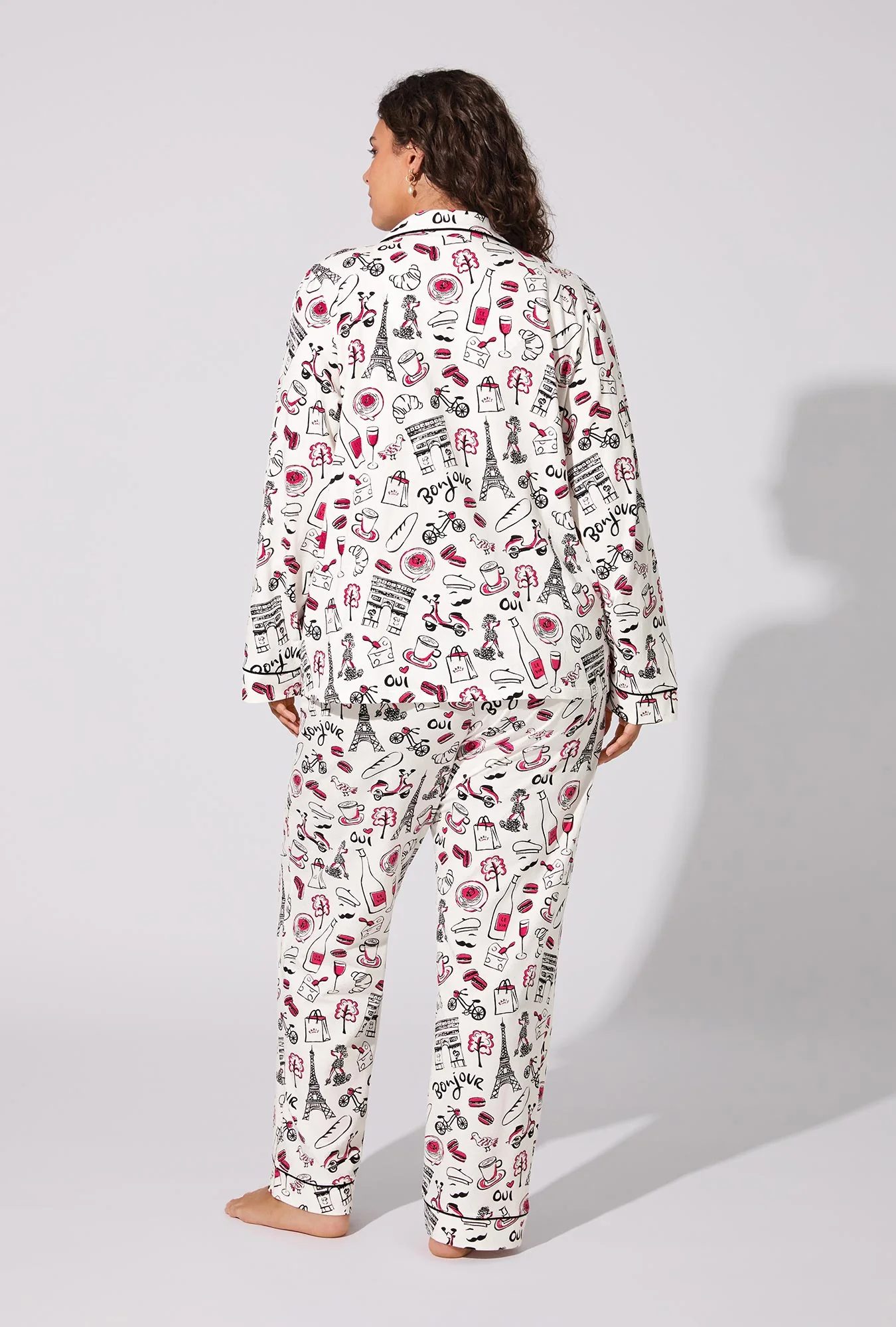 Bonjour Paris Long Sleeve Classic Stretch Jersey PJ Set - Image 5