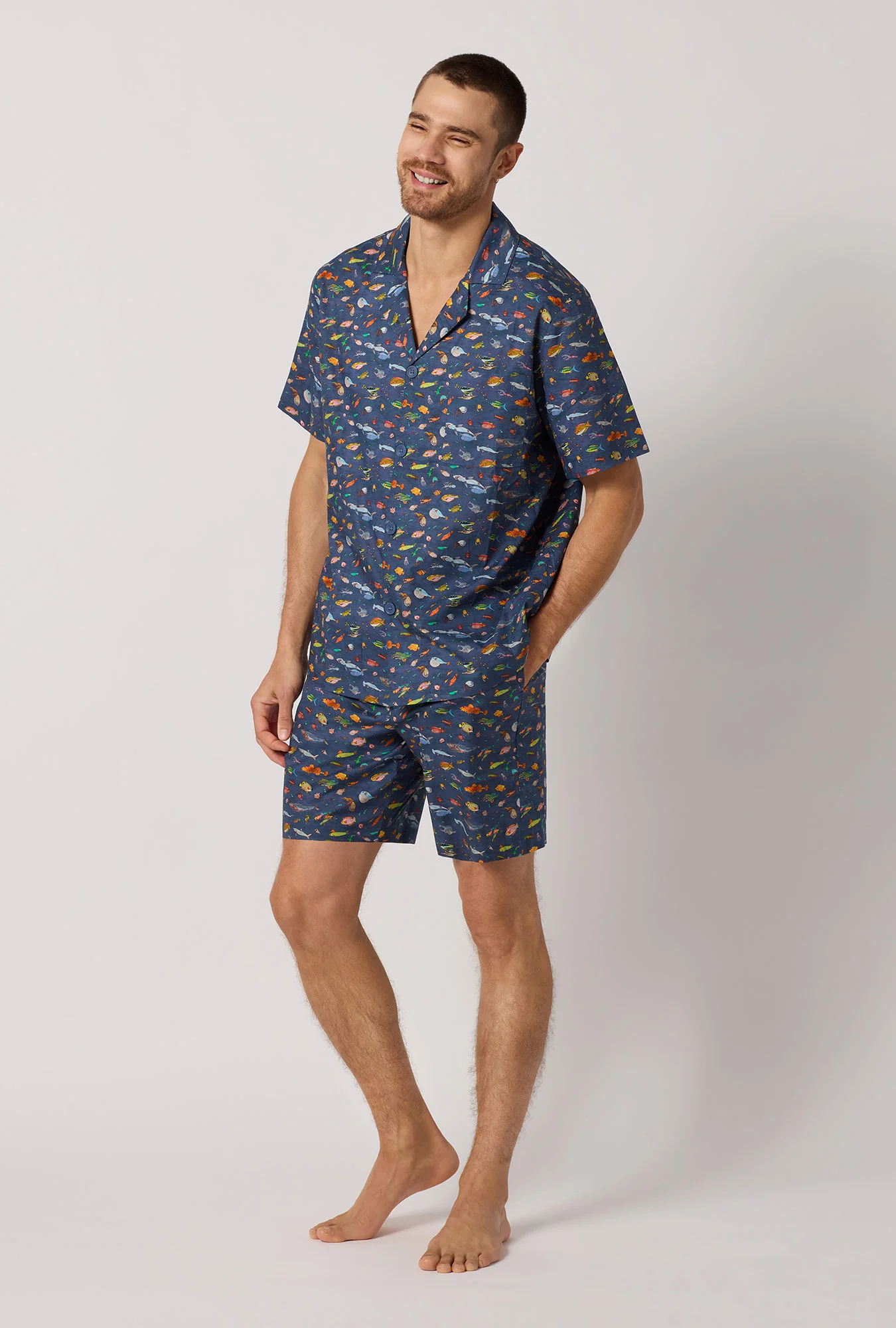 Brian's Aquarium Men's Short Sleeve Woven Tana Lawn® Short Pj Set Made With Liberty Fabrics - Image 2