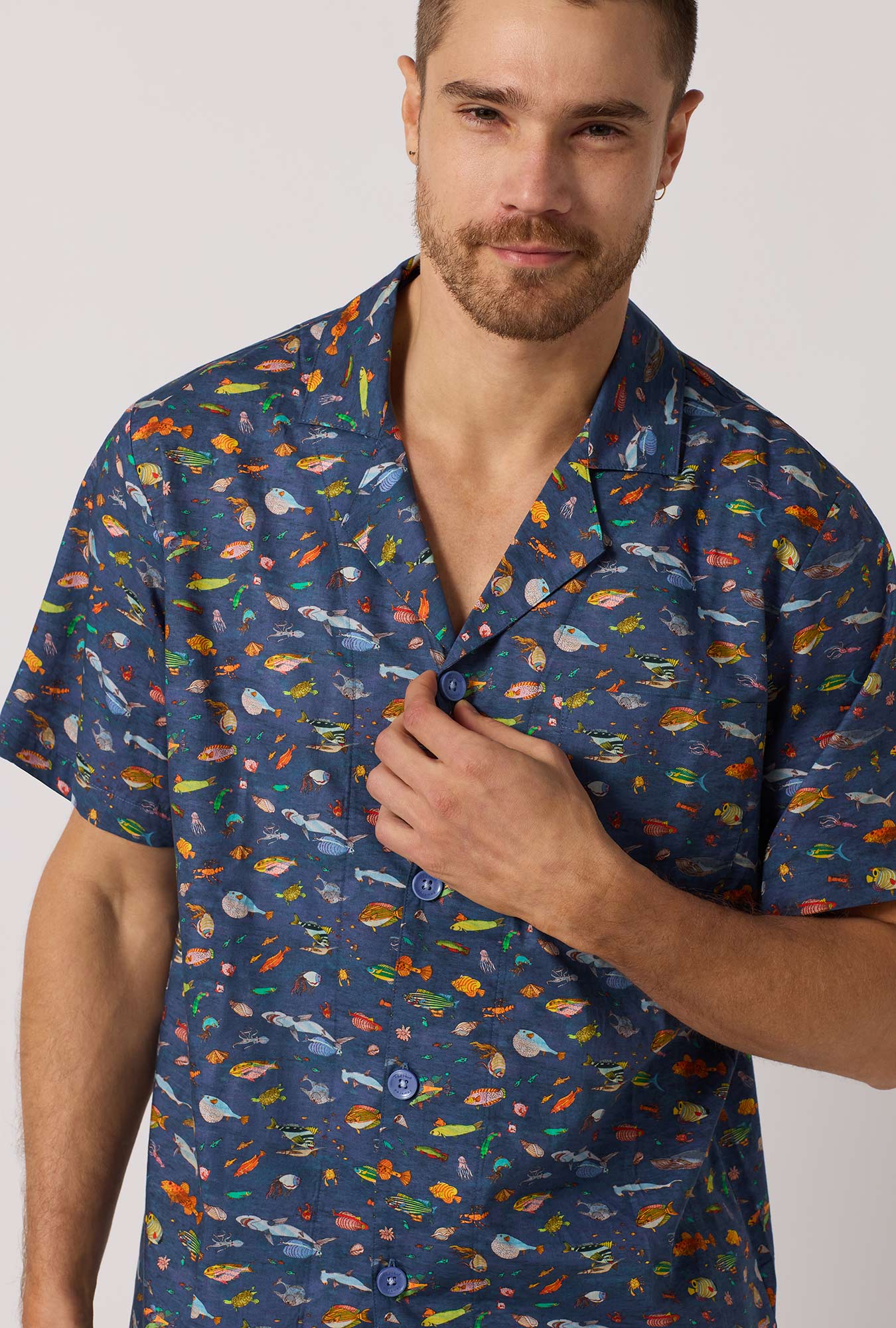 Brian's Aquarium Men's Short Sleeve Woven Tana Lawn® Short Pj Set Made With Liberty Fabrics - Image 3
