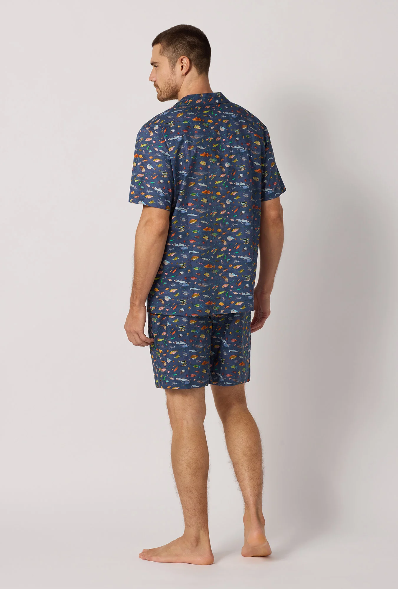 Brian's Aquarium Men's Short Sleeve Woven Tana Lawn® Short Pj Set Made With Liberty Fabrics - Image 4