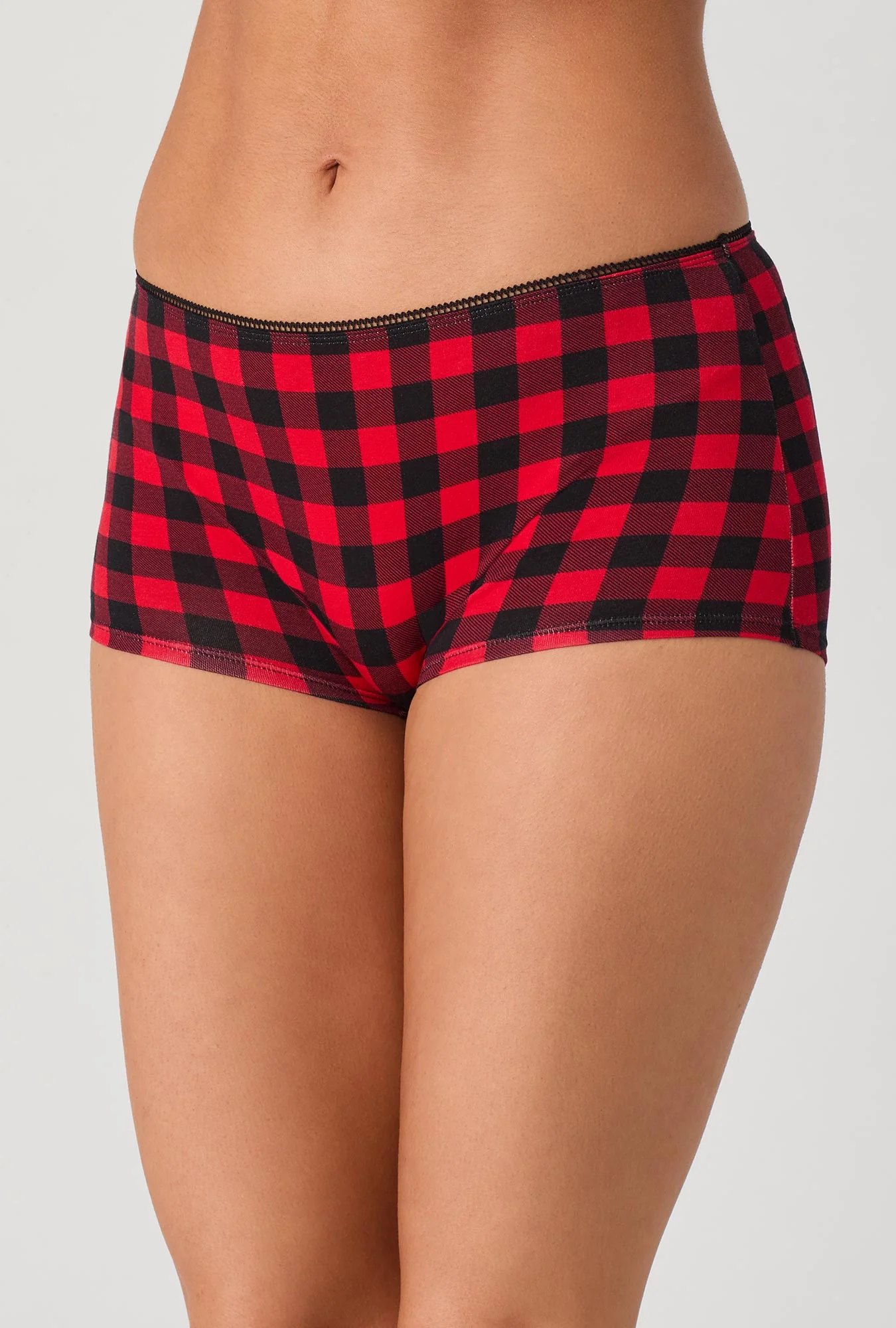 Buffalo Plaid Stretch Jersey Boyshort Underwear - Image 3