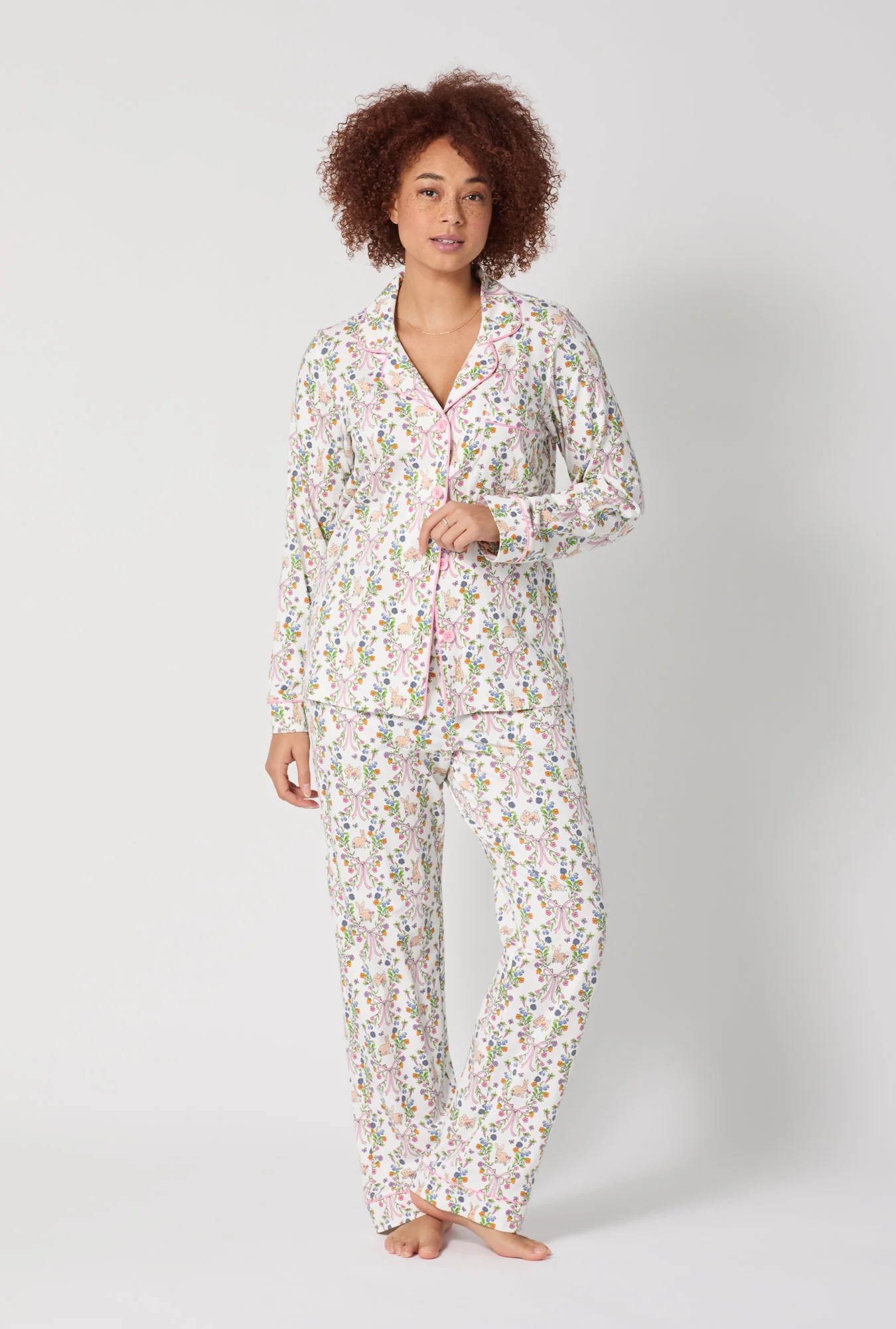 Bunny Blooms Long Sleeve Classic Stretch Jersey Pj Set - Image 2