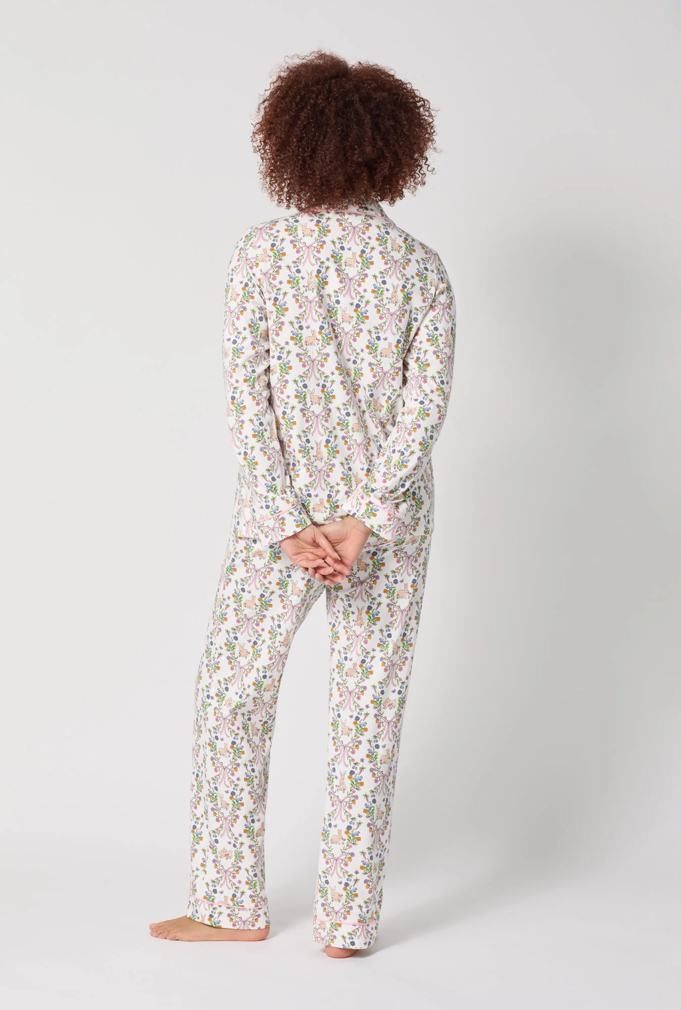 Bunny Blooms Long Sleeve Classic Stretch Jersey Pj Set - Image 4