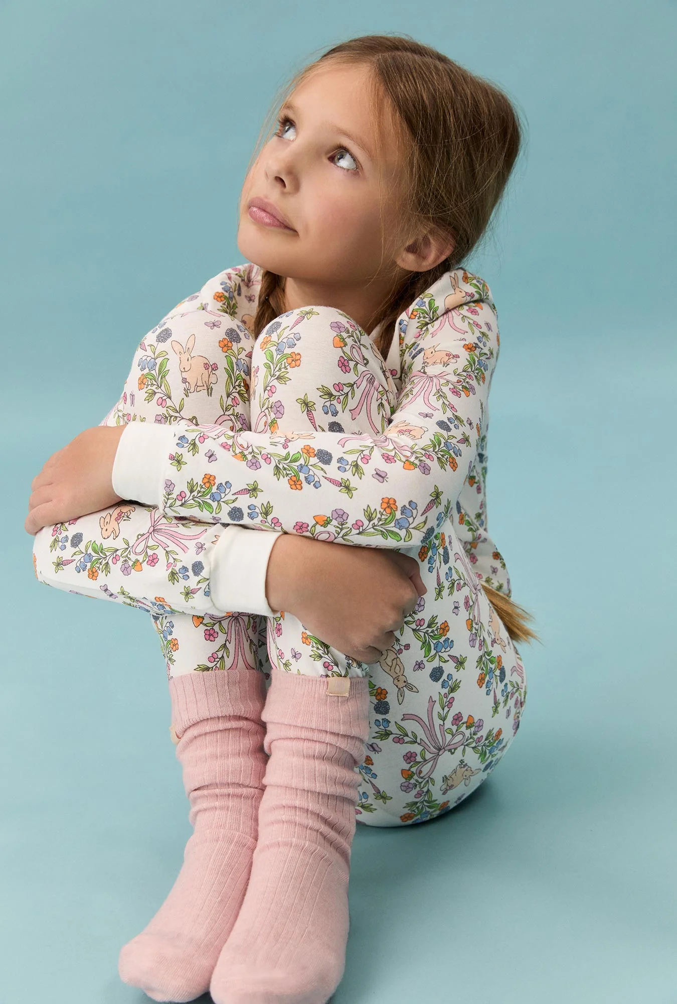 Bunny Blooms Long Sleeve Stretch Jersey Kids Pj Set