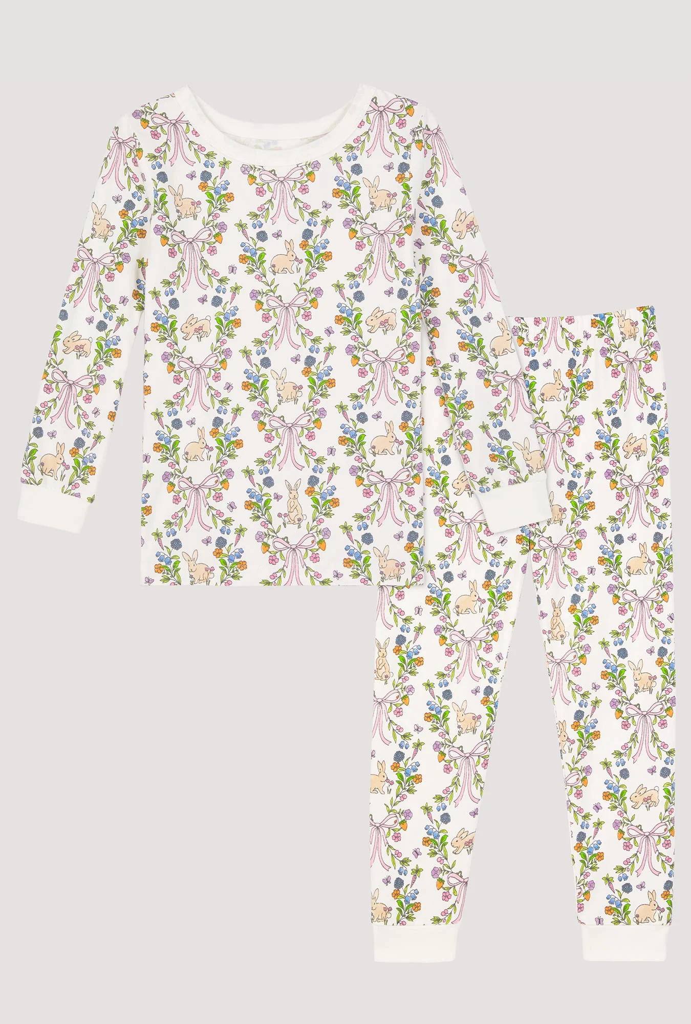 Bunny Blooms Long Sleeve Stretch Jersey Kids Pj Set - Image 4