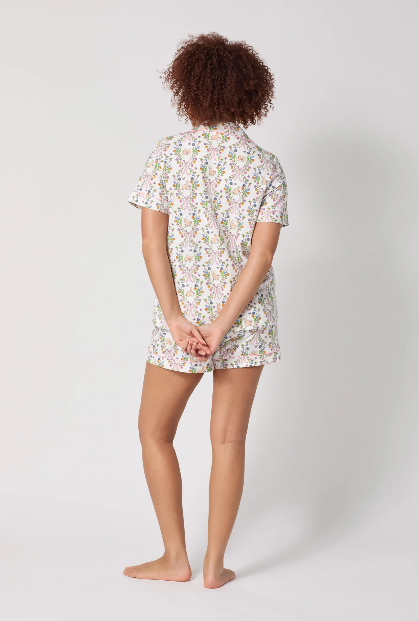Bunny Blooms Short Sleeve Classic Shorty Stretch Jersey Pj Set - Image 4